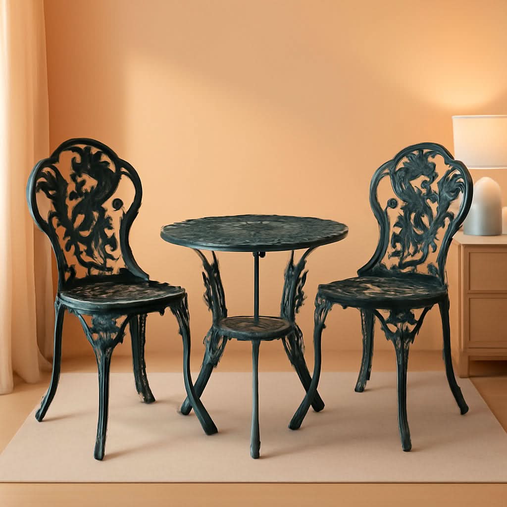 Cast Aluminum Conversation Set Antique Green Patio