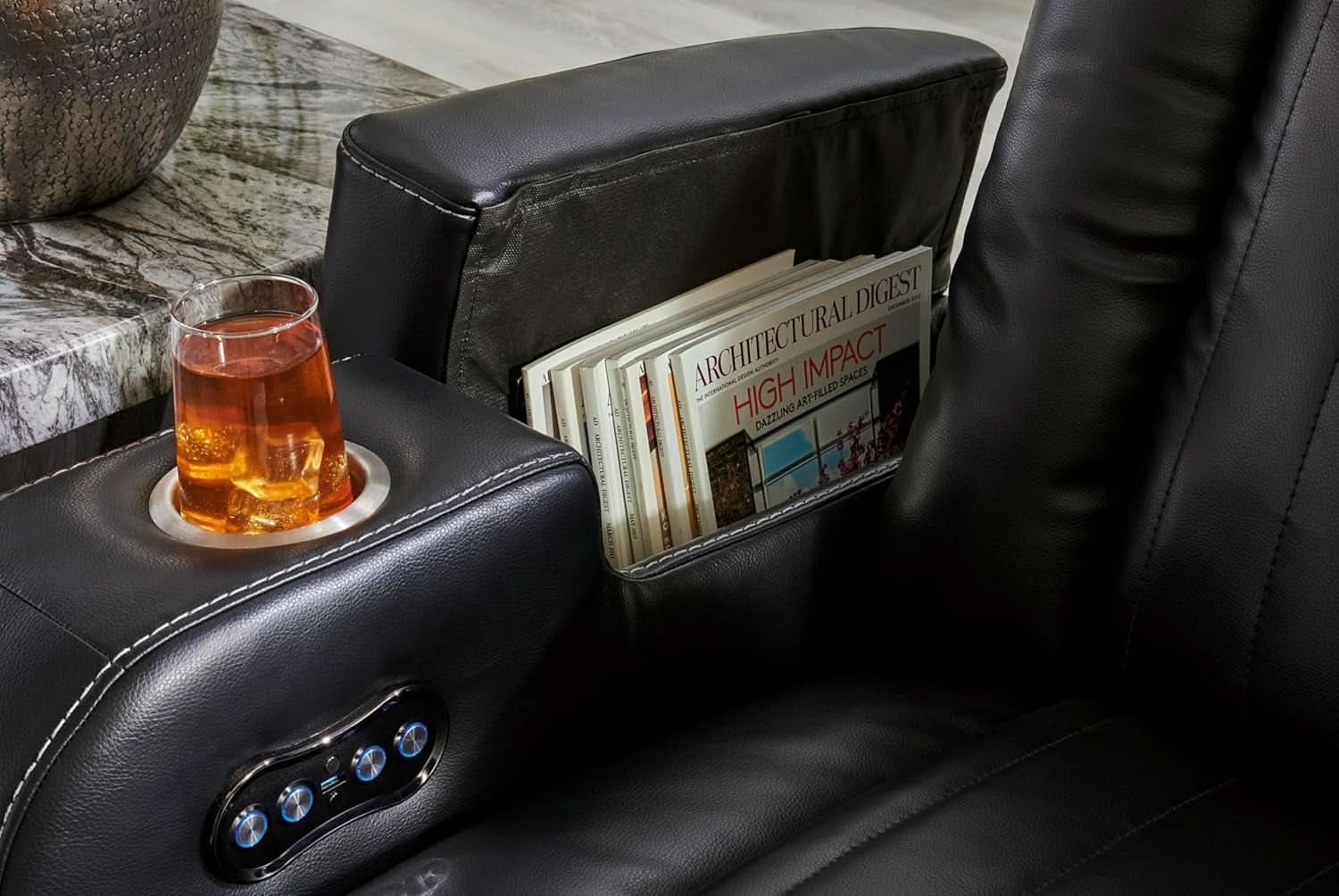 Caveman Den Power Recliner Chair Black With USB Ports