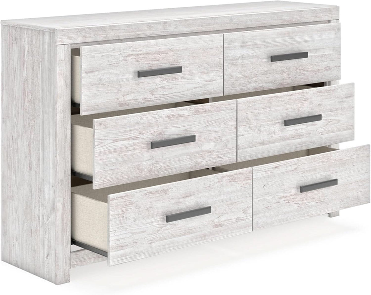 Cayboni Vintage 6 Drawer Dresser With Safety Stop White