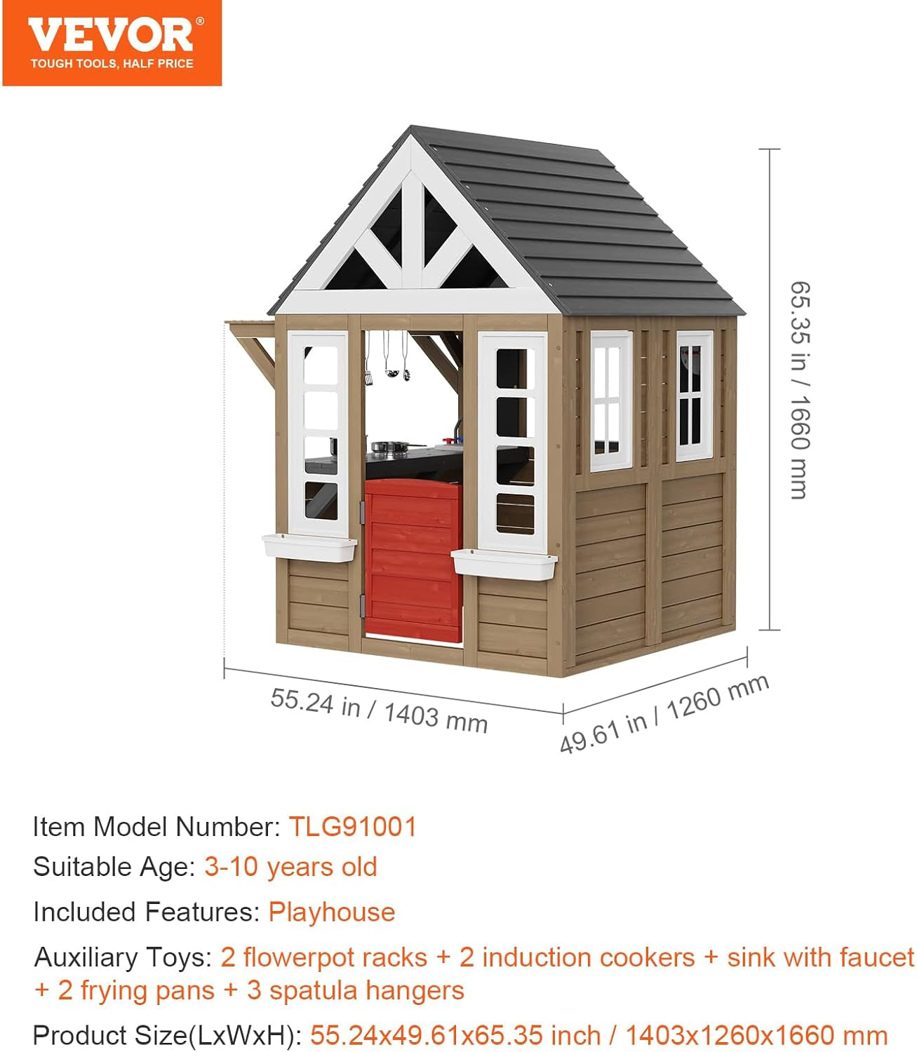 Cedar Outdoor Playhouse With Kitchen Grill And Sink