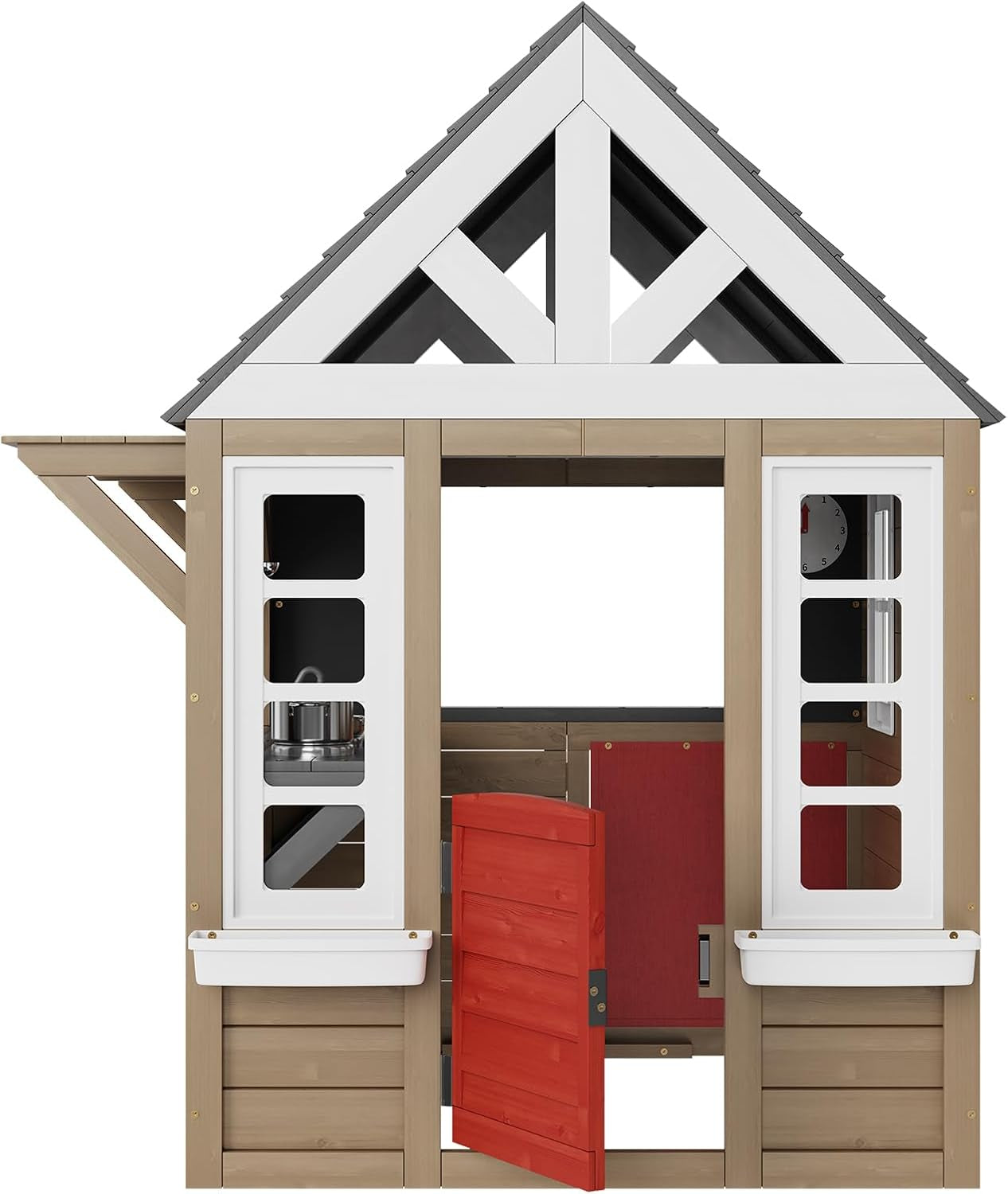 Cedar Outdoor Playhouse With Kitchen Grill And Sink