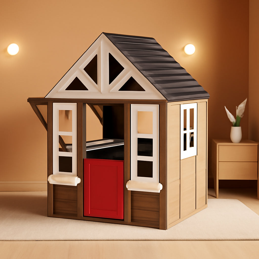 Cedar Outdoor Playhouse With Kitchen Grill And Sink