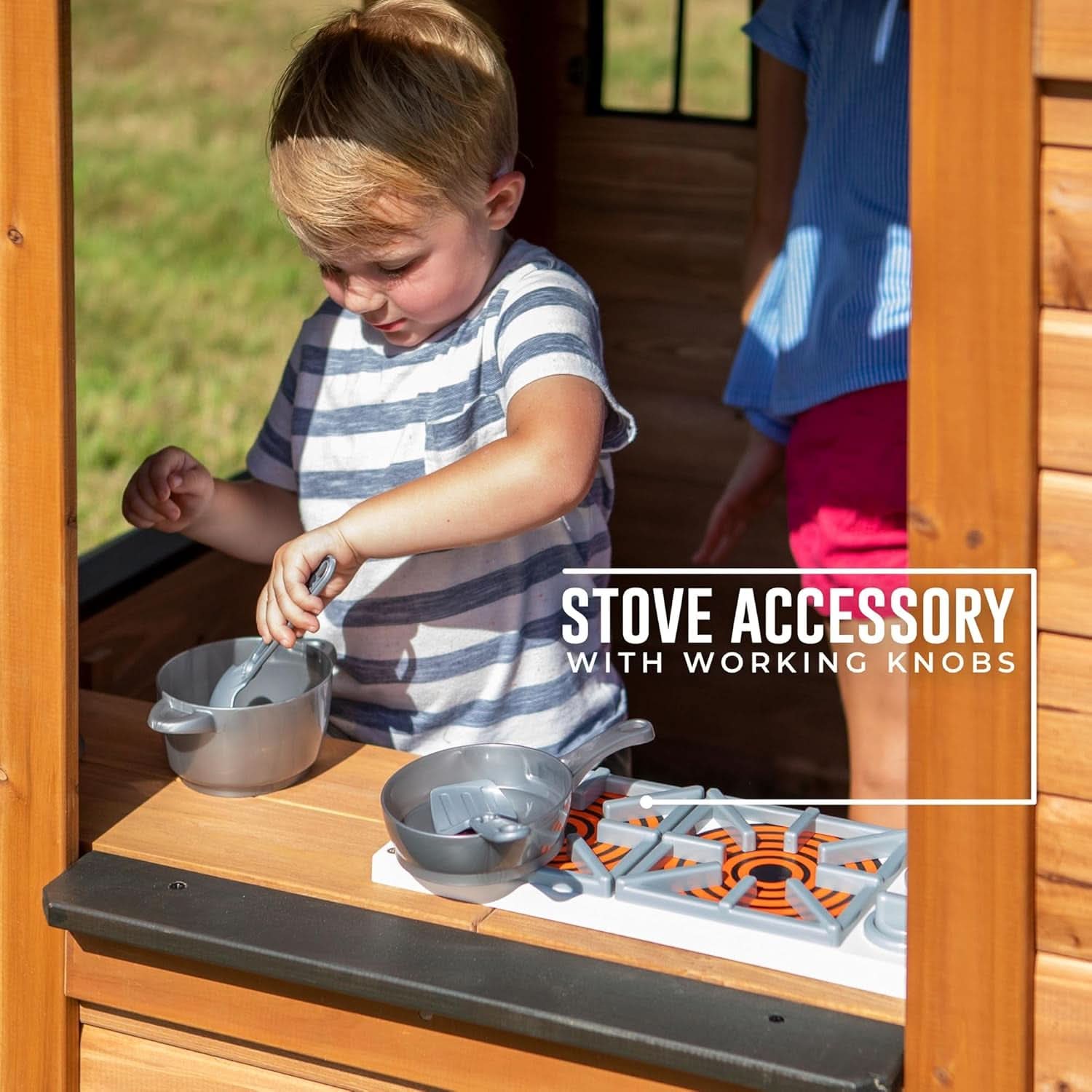 Cedarwood Kids Outdoor Playhouse With Integrated Kitchen