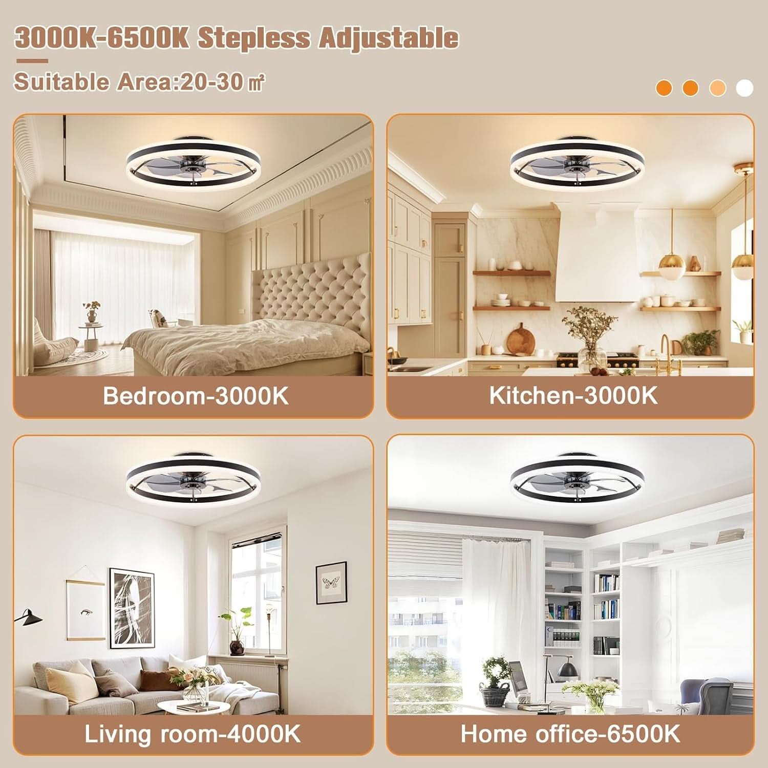 Ceiling Fan 23.6In With Lights Remote Dimmable Black