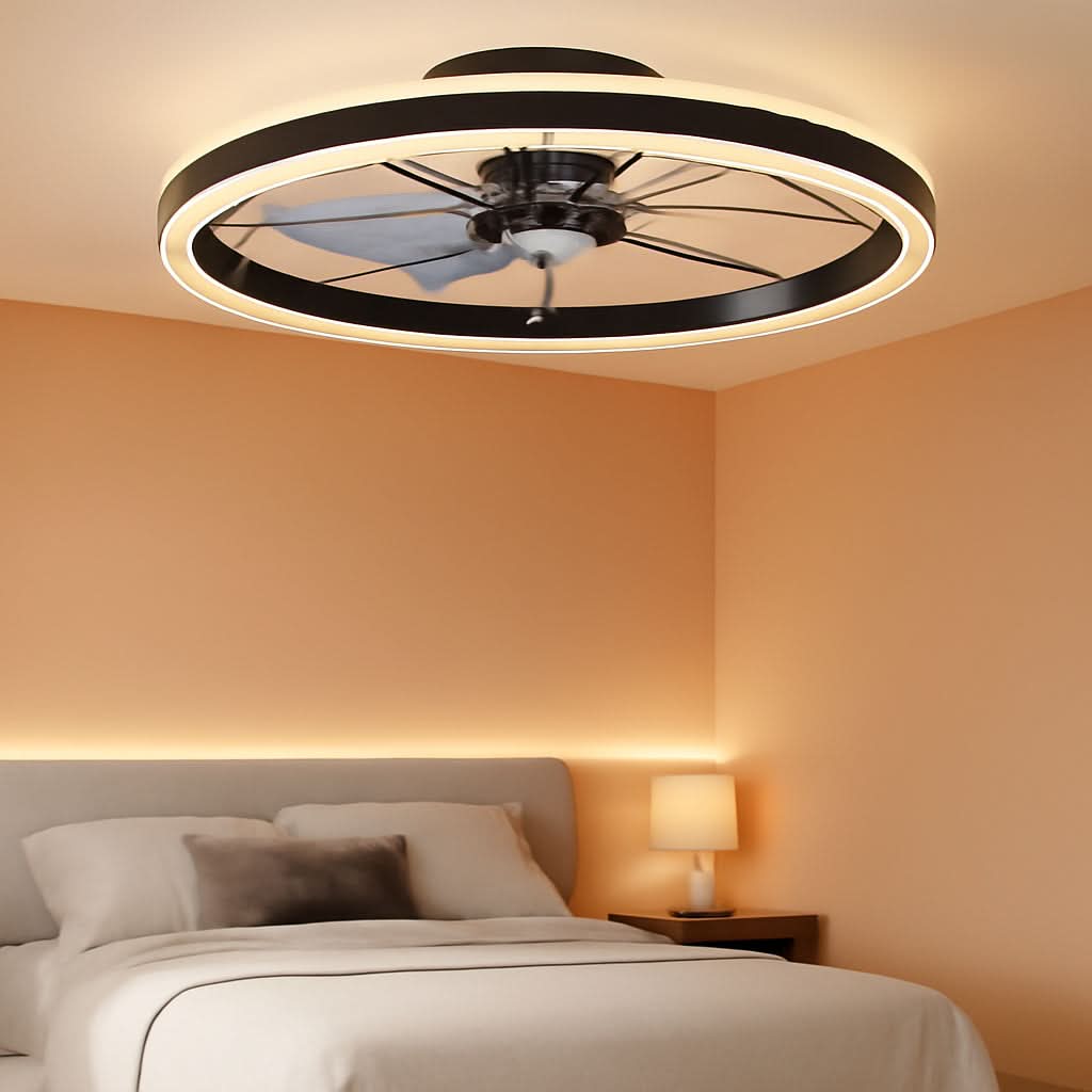 Ceiling Fan 23.6In With Lights Remote Dimmable Black