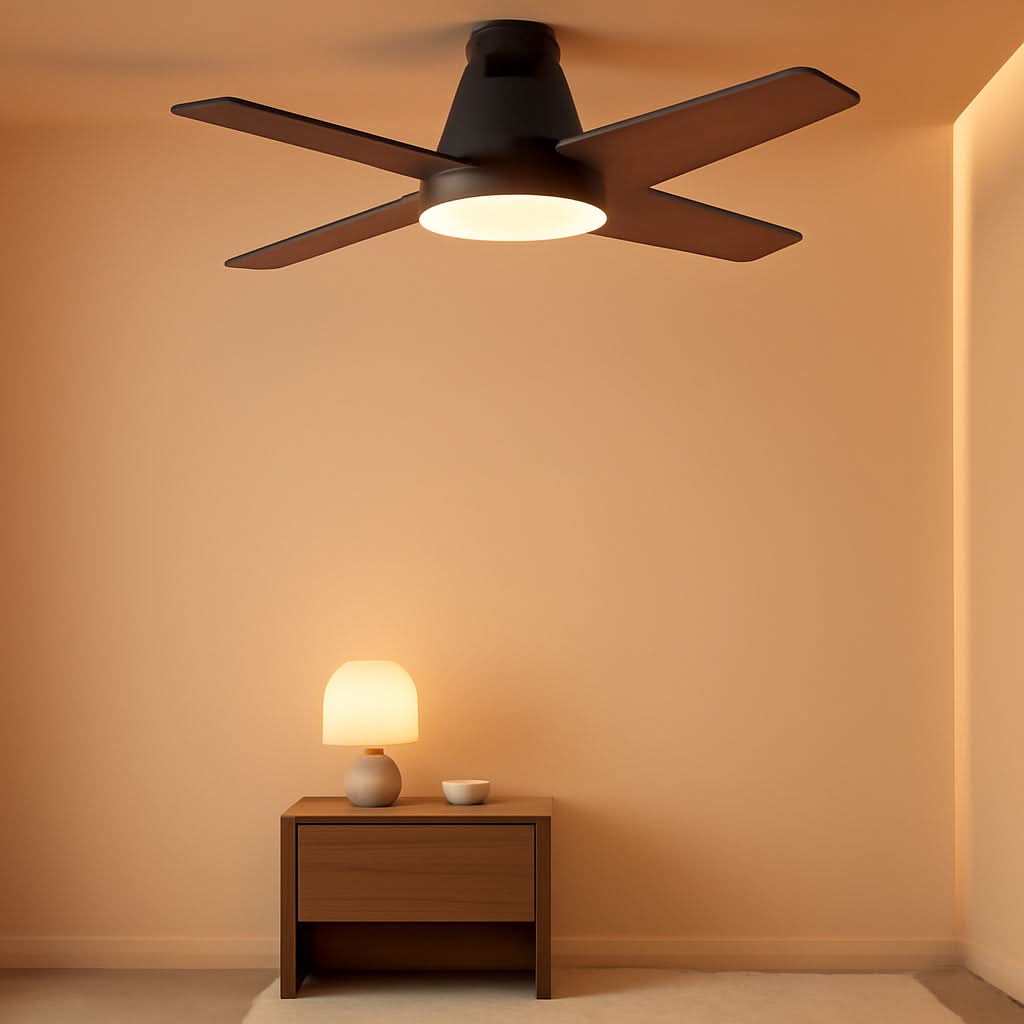 Ceiling Fan With Lights 44 Inch Black Quiet DC Motor