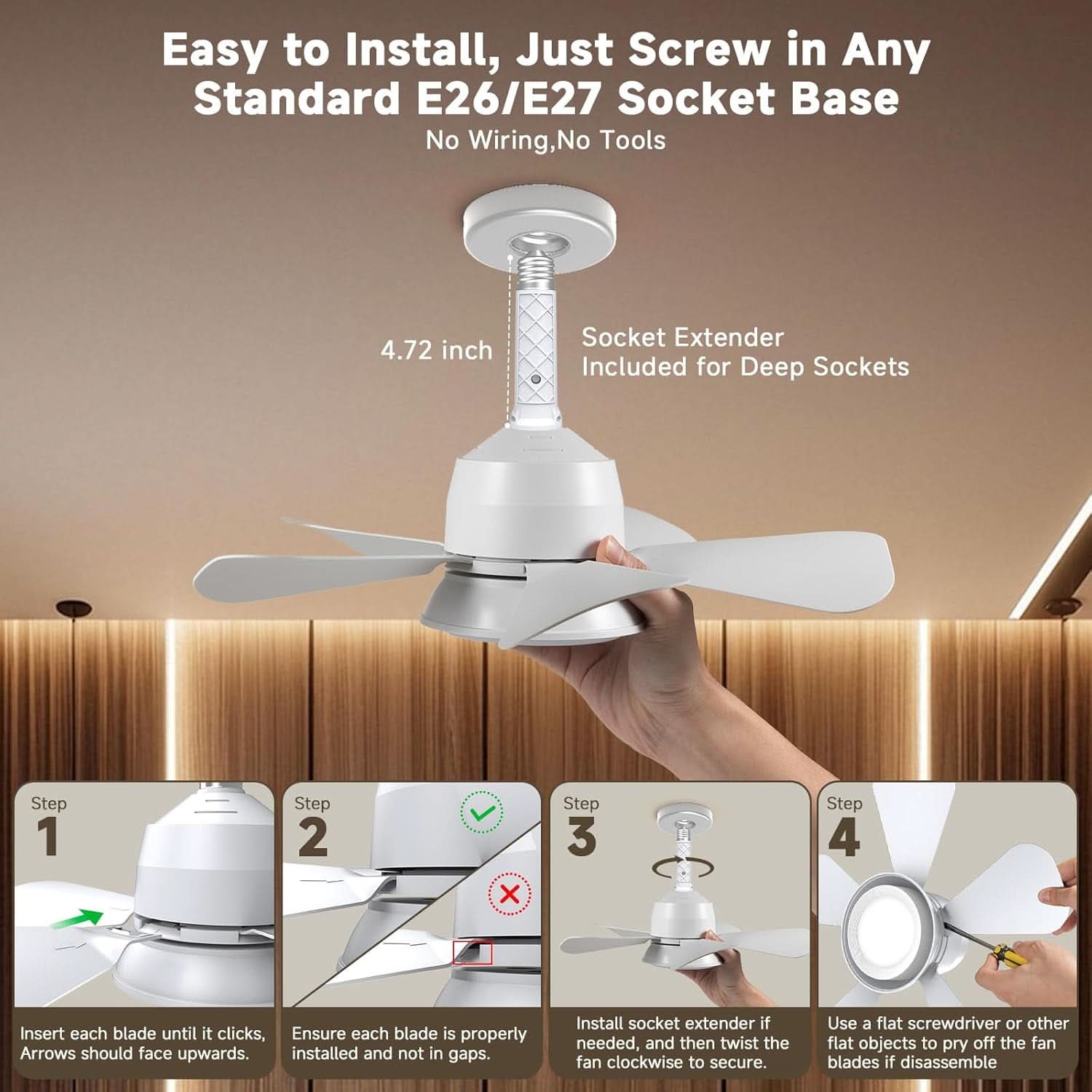 Ceiling Fan With Lights Remote Dimmable LED 3000K 6000K