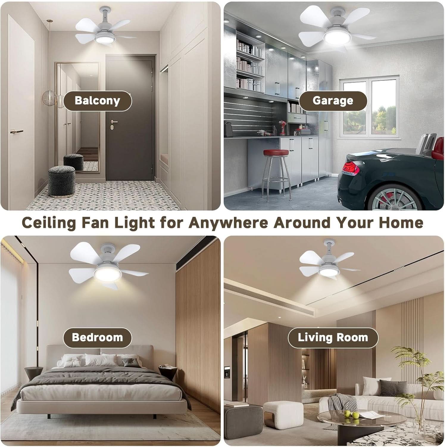 Ceiling Fan With Lights Remote Dimmable LED 3000K 6000K