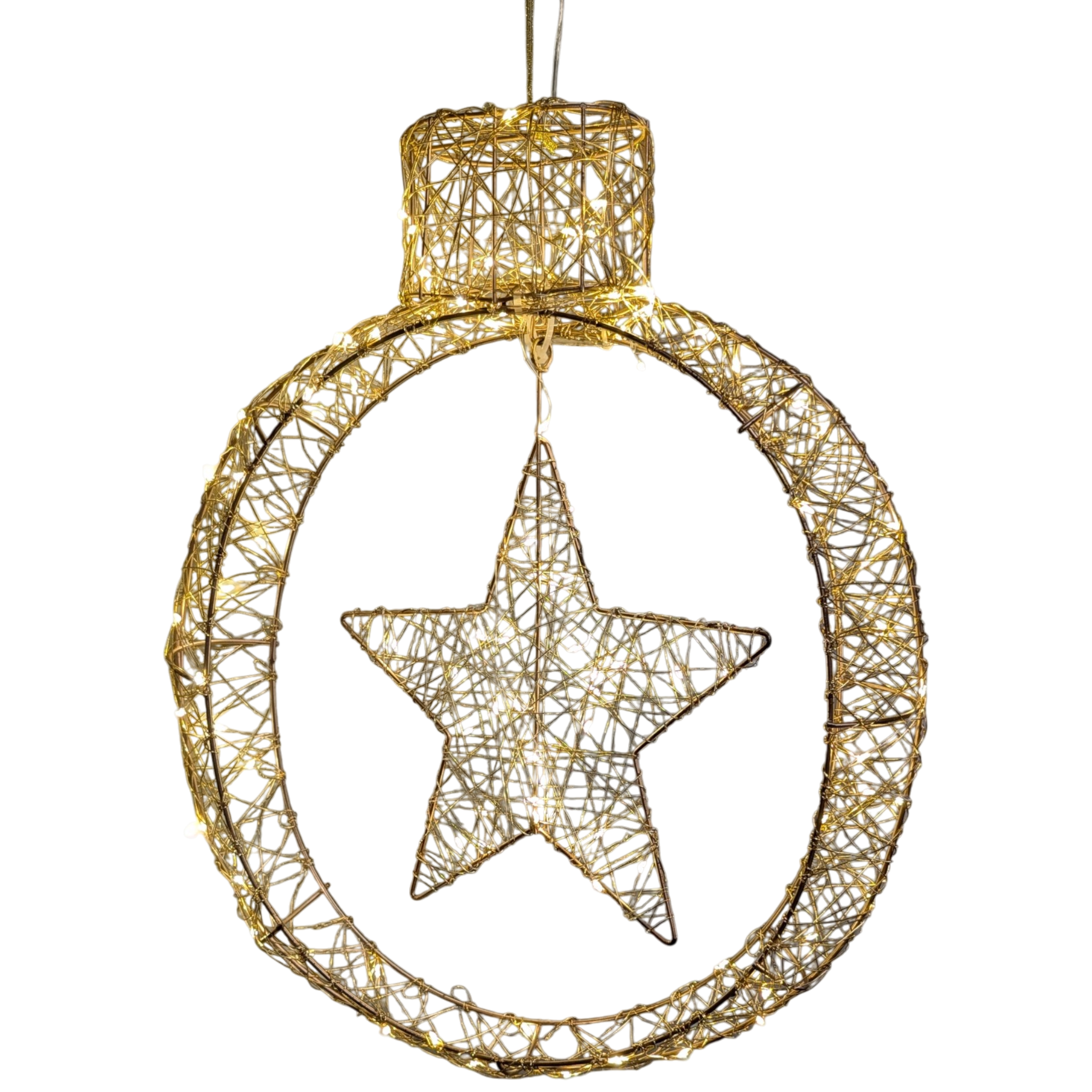 Celestial Radiance: A Golden Star Ornament Aglow - 20 inch