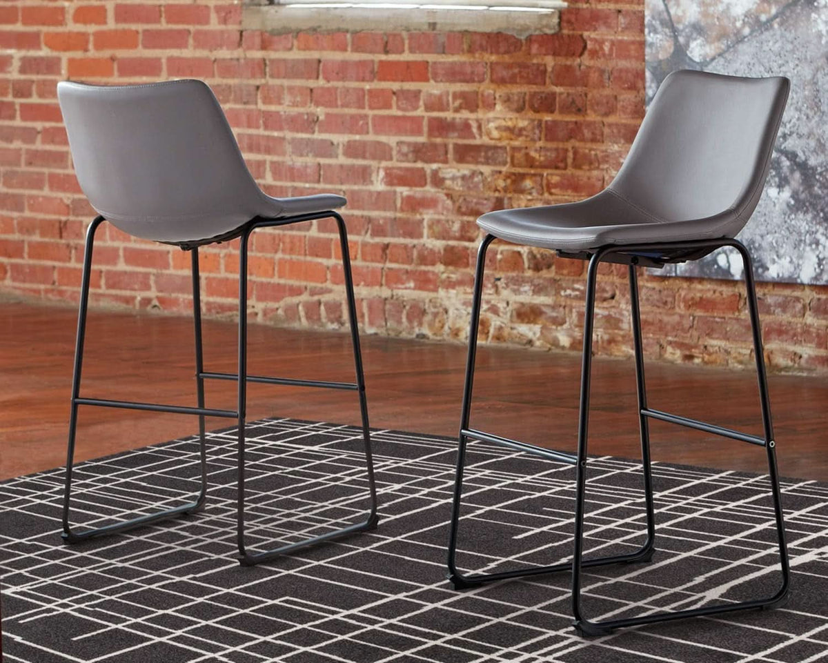 Centiar Modern Faux Leather Pub Height Bar Stool Gray 29 Inch Set of 2