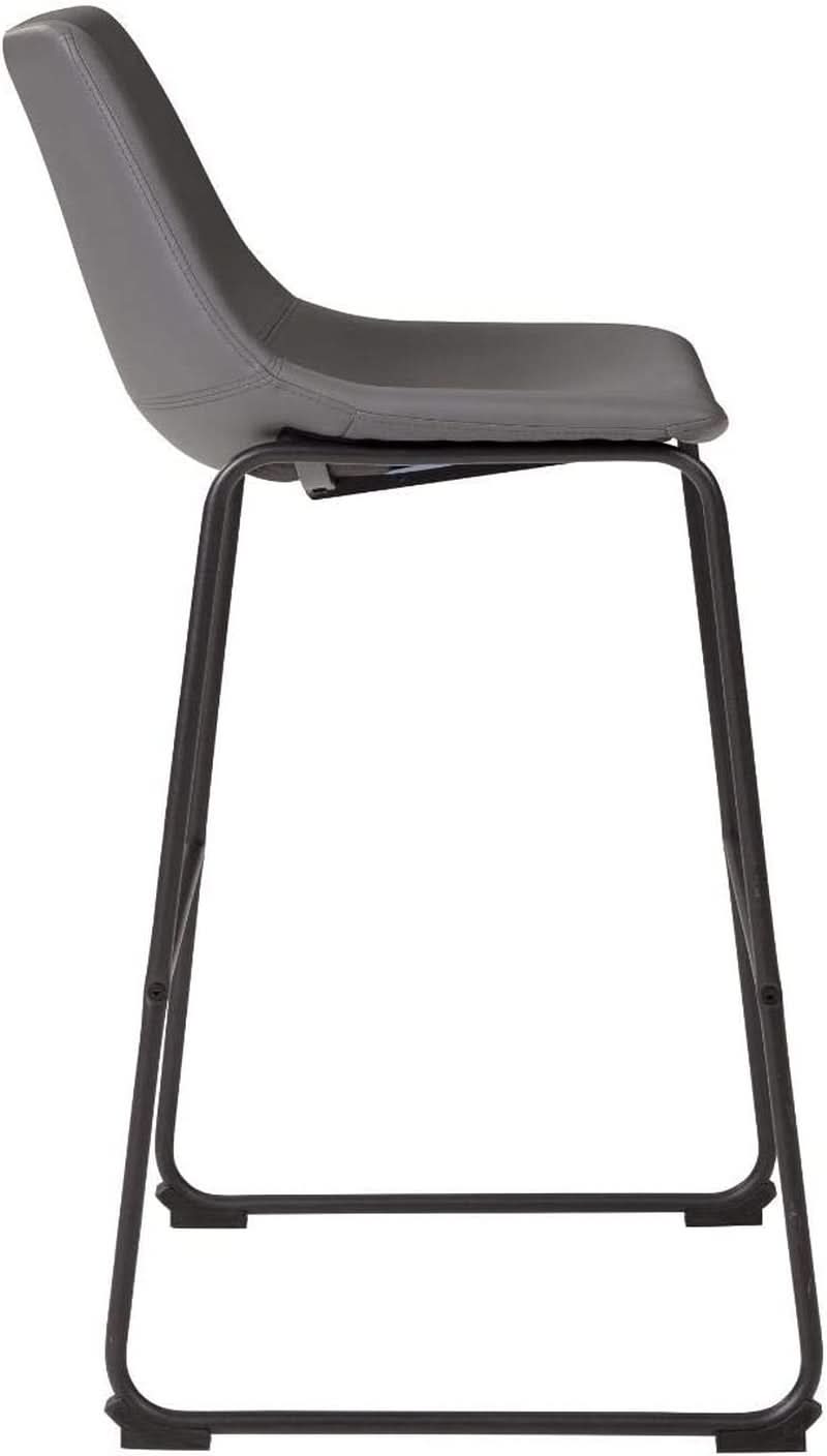 Centiar Modern Faux Leather Pub Height Bar Stool Gray 29 Inch Set of 2