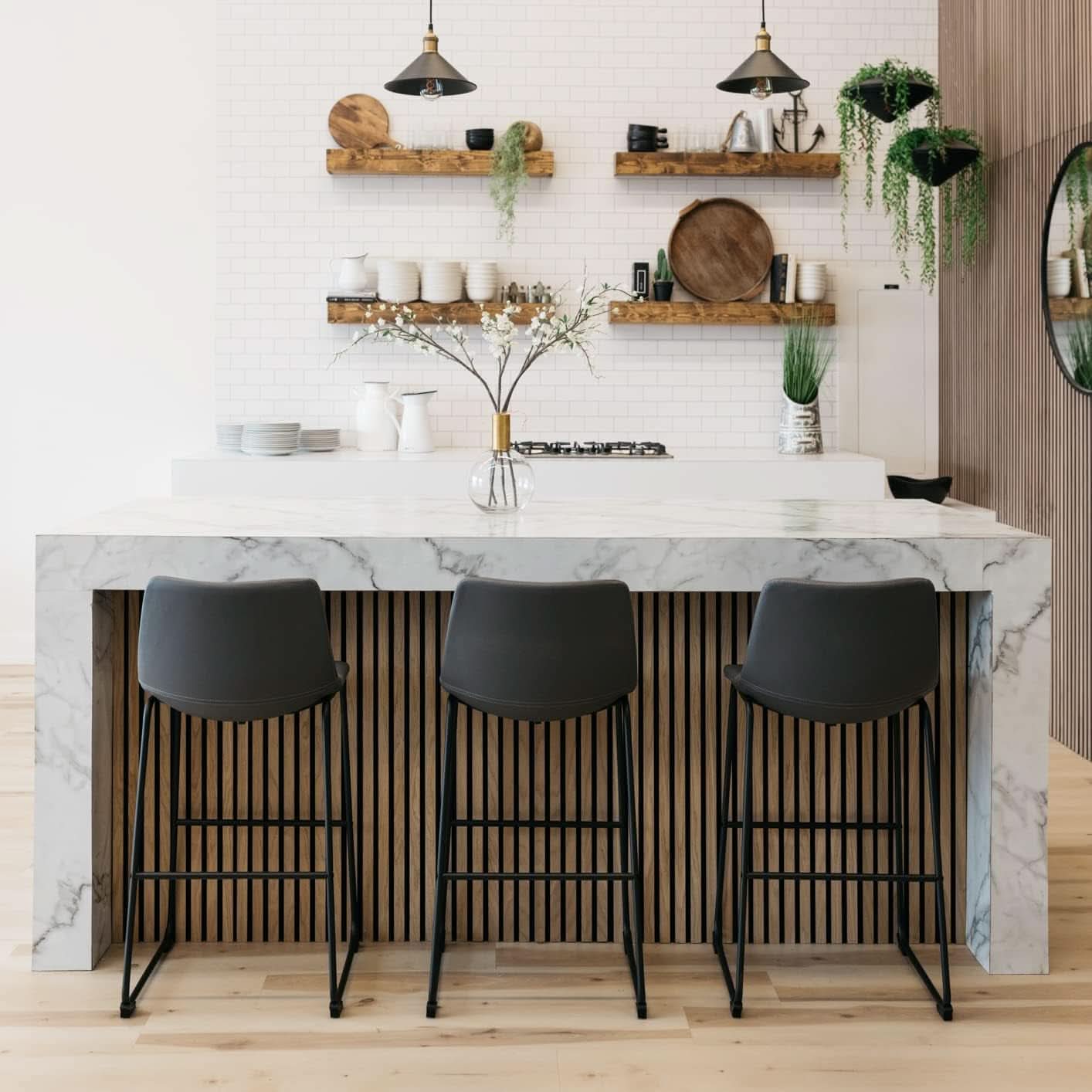 Centiar Modern Faux Leather Pub Height Bar Stool Gray 29 Inch Set of 2