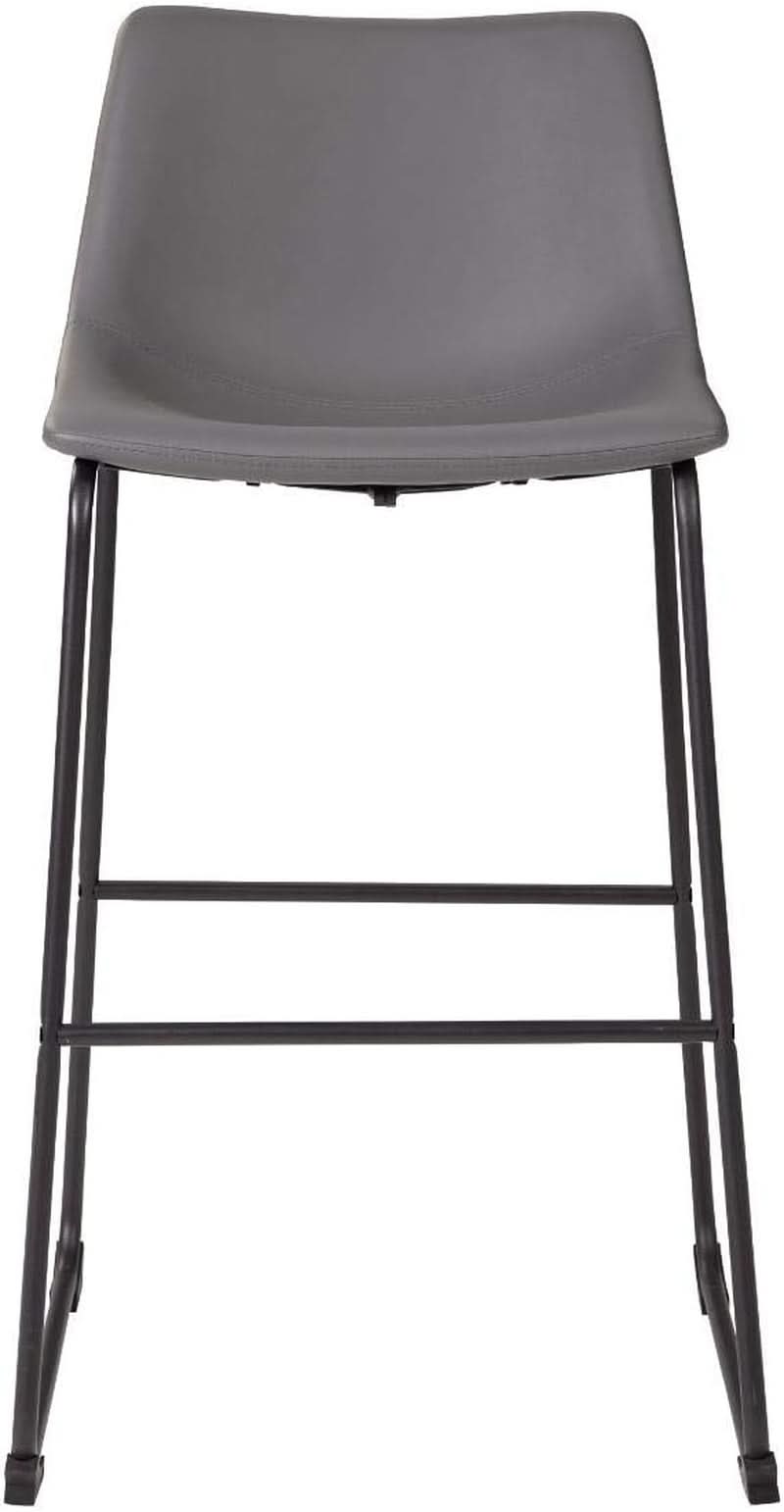 Centiar Modern Faux Leather Pub Height Bar Stool Gray 29 Inch Set of 2