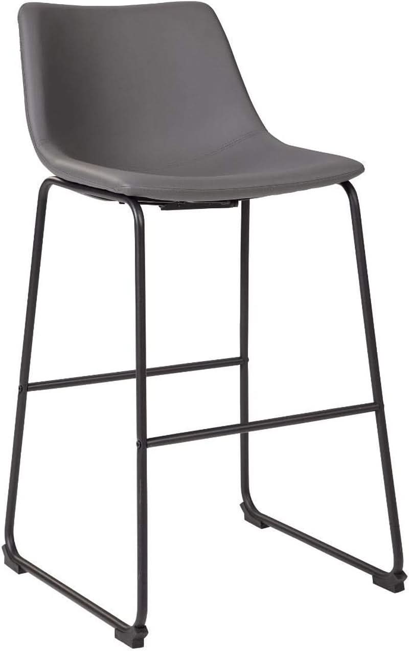 Centiar Modern Faux Leather Pub Height Bar Stool Gray 29 Inch Set of 2
