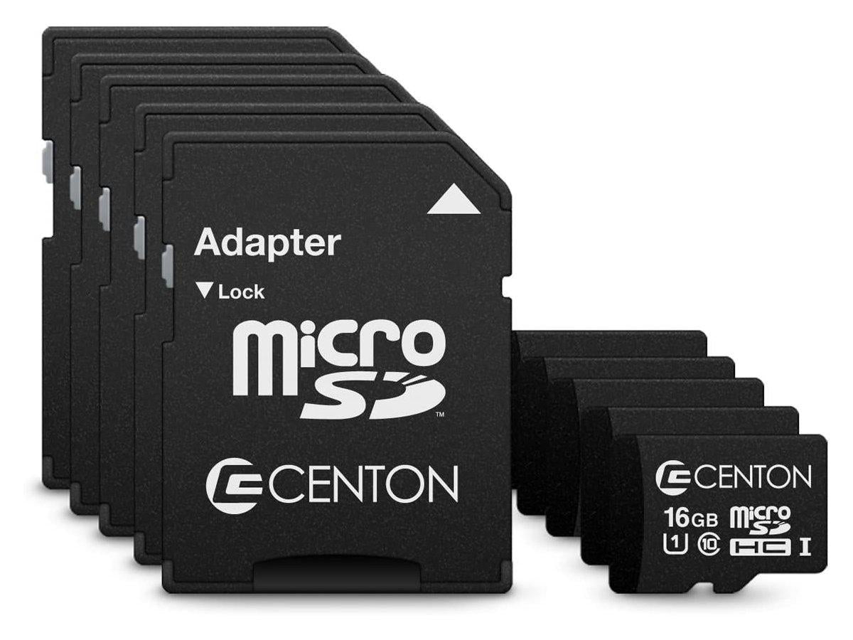 Centon 16GB Micro SDHC Card 5-Pack UHS-I with Adapter for Cameras