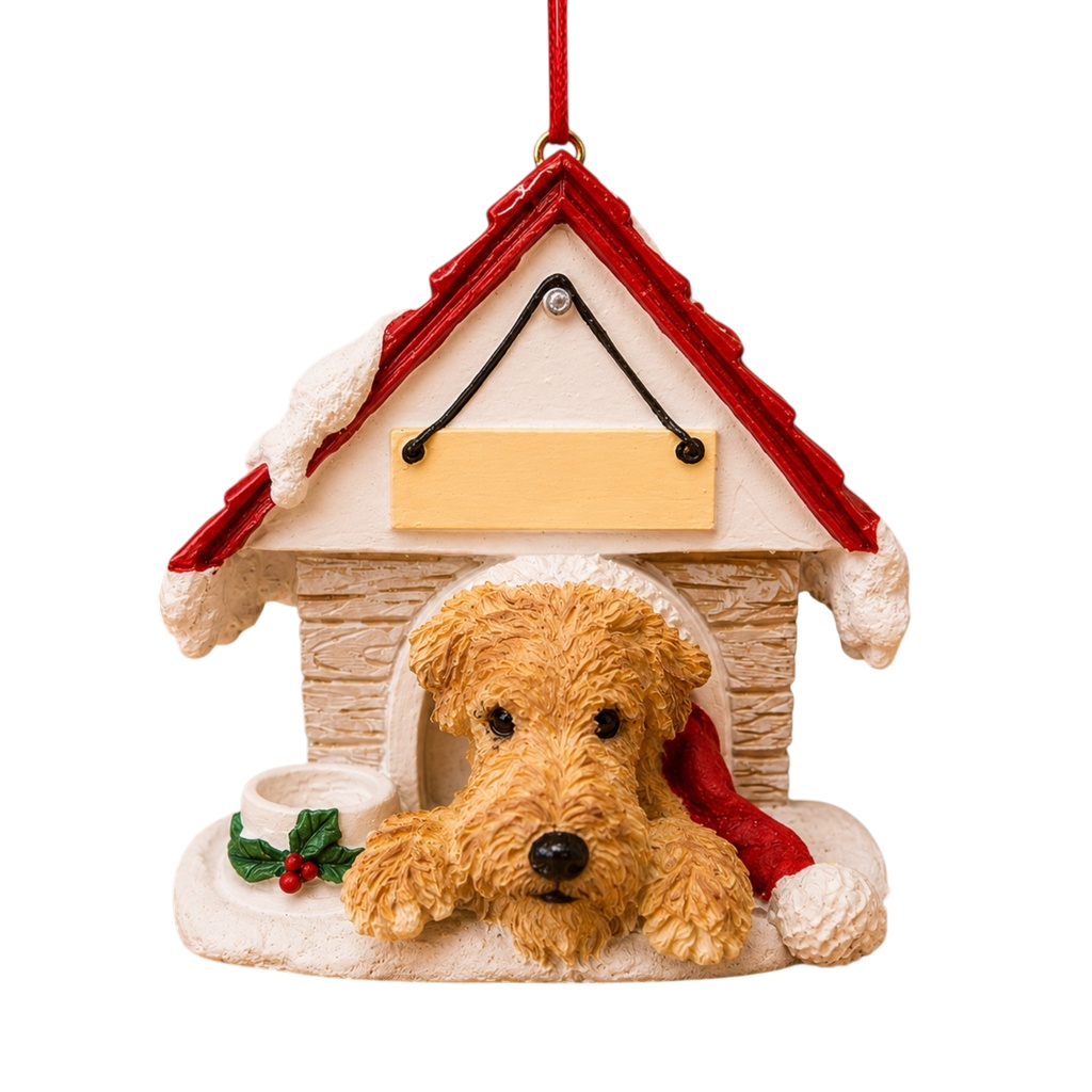 Ceramic Doghouse Ornament - Airedale