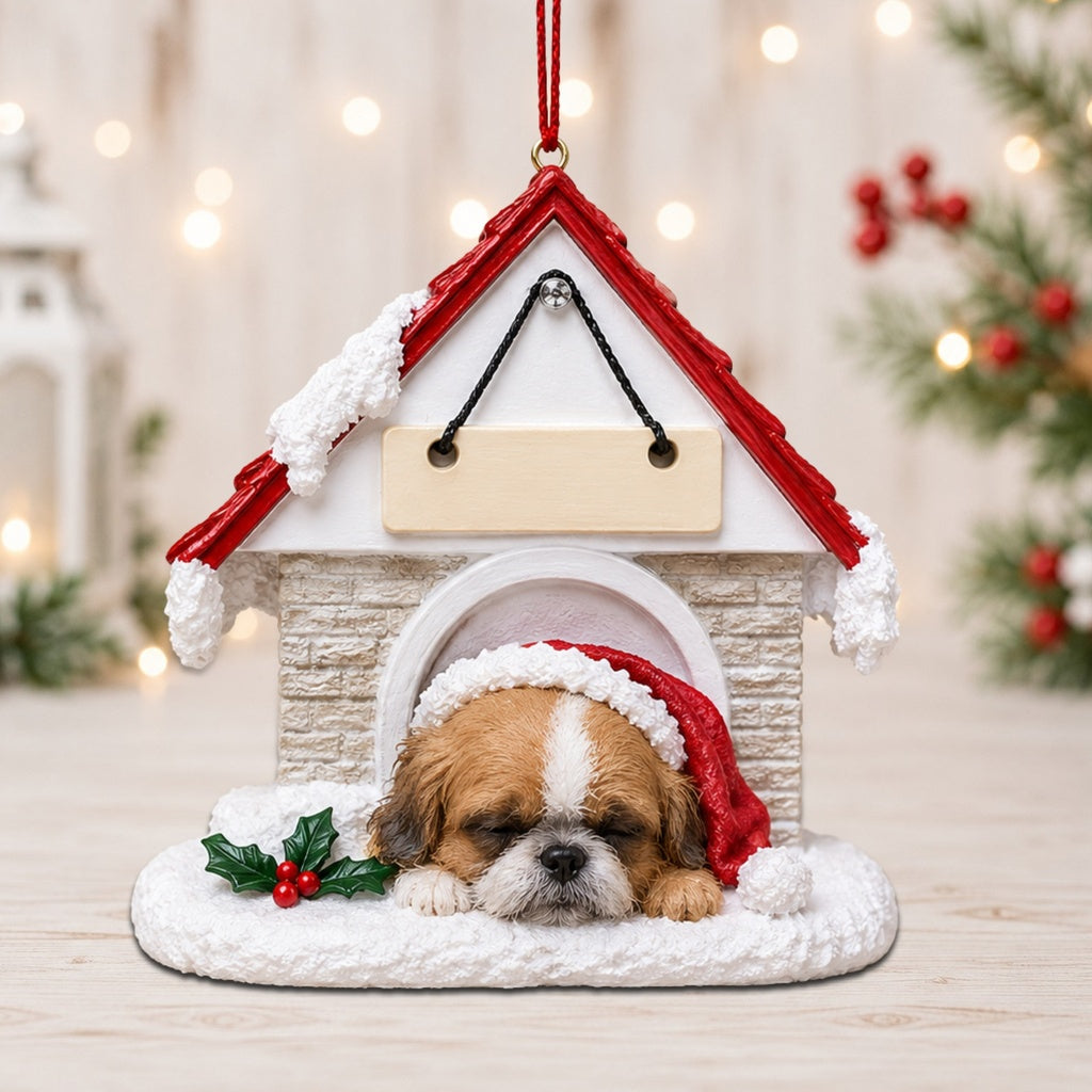 Ceramic Doghouse Ornament - Boxer- Fawn Uncropped