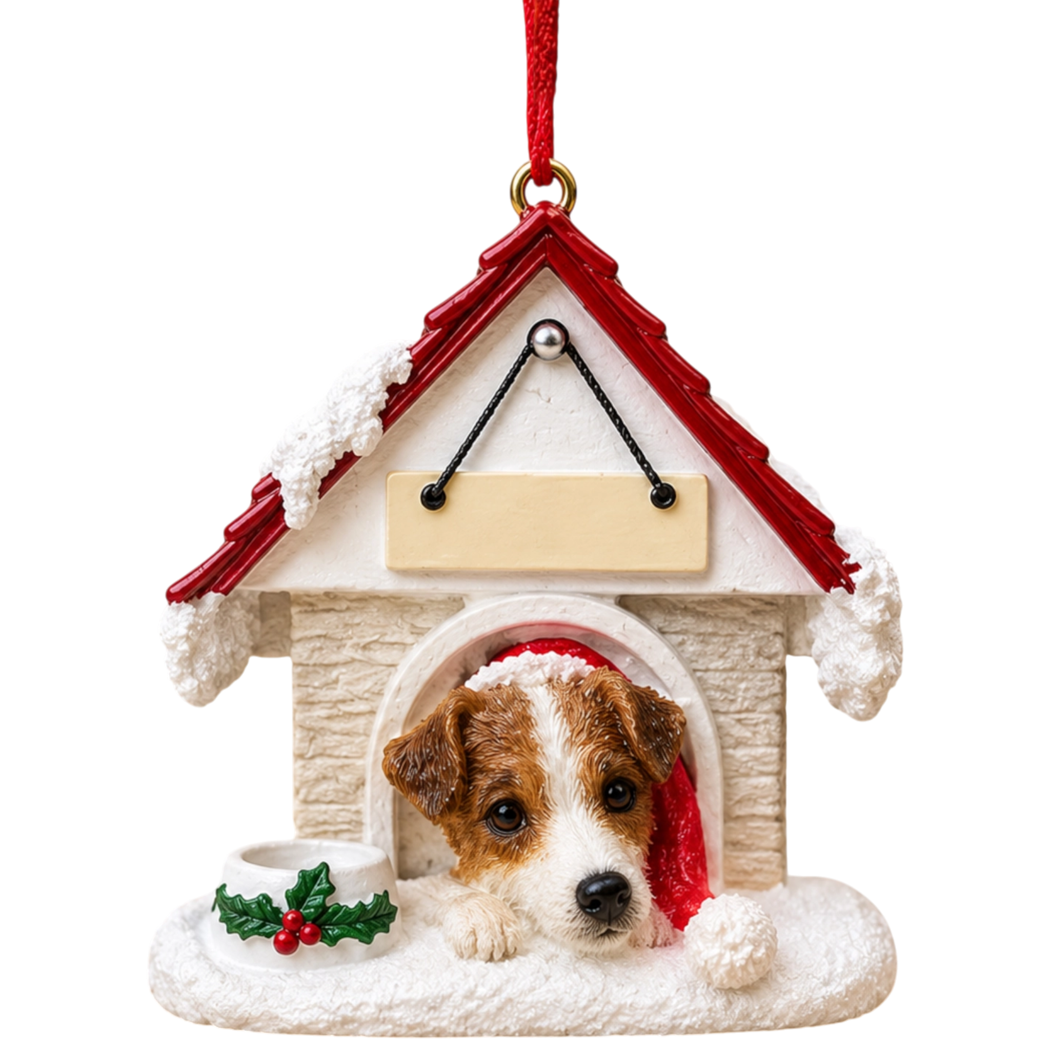 Ceramic Doghouse Ornament - Jack Russell