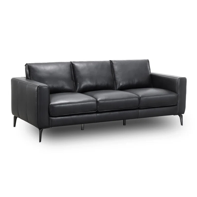 Cerellia 83.46 Inch Top Grain Leather Upholstered Sofa