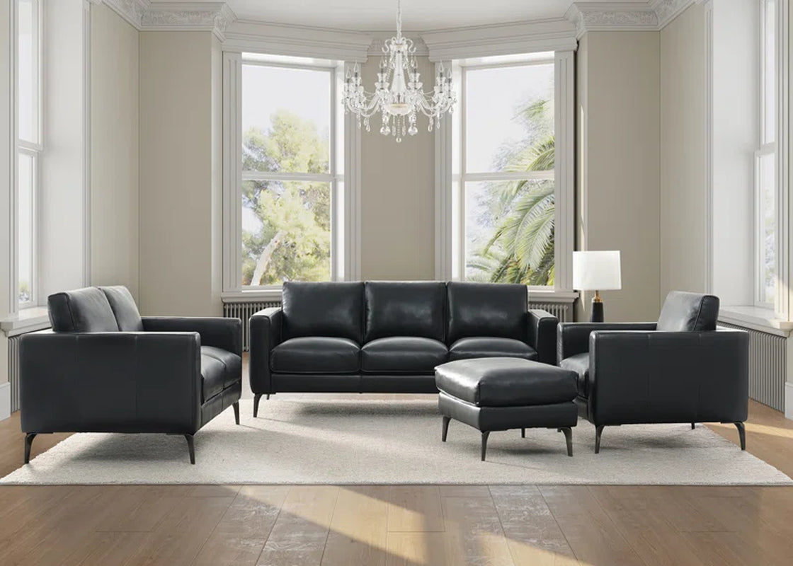 Cerellia 83.46 Inch Top Grain Leather Upholstered Sofa