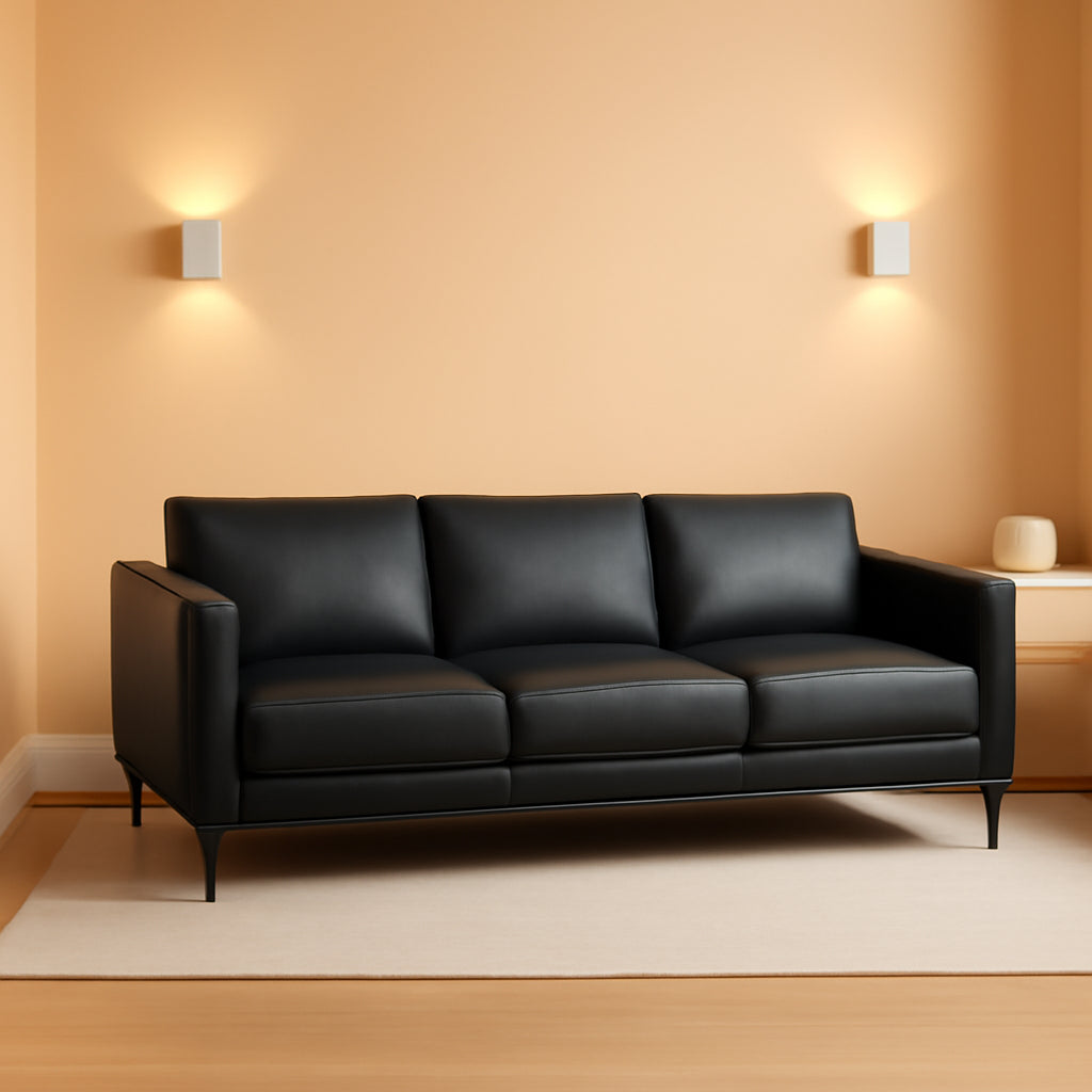 Cerellia 83.46 Inch Top Grain Leather Upholstered Sofa