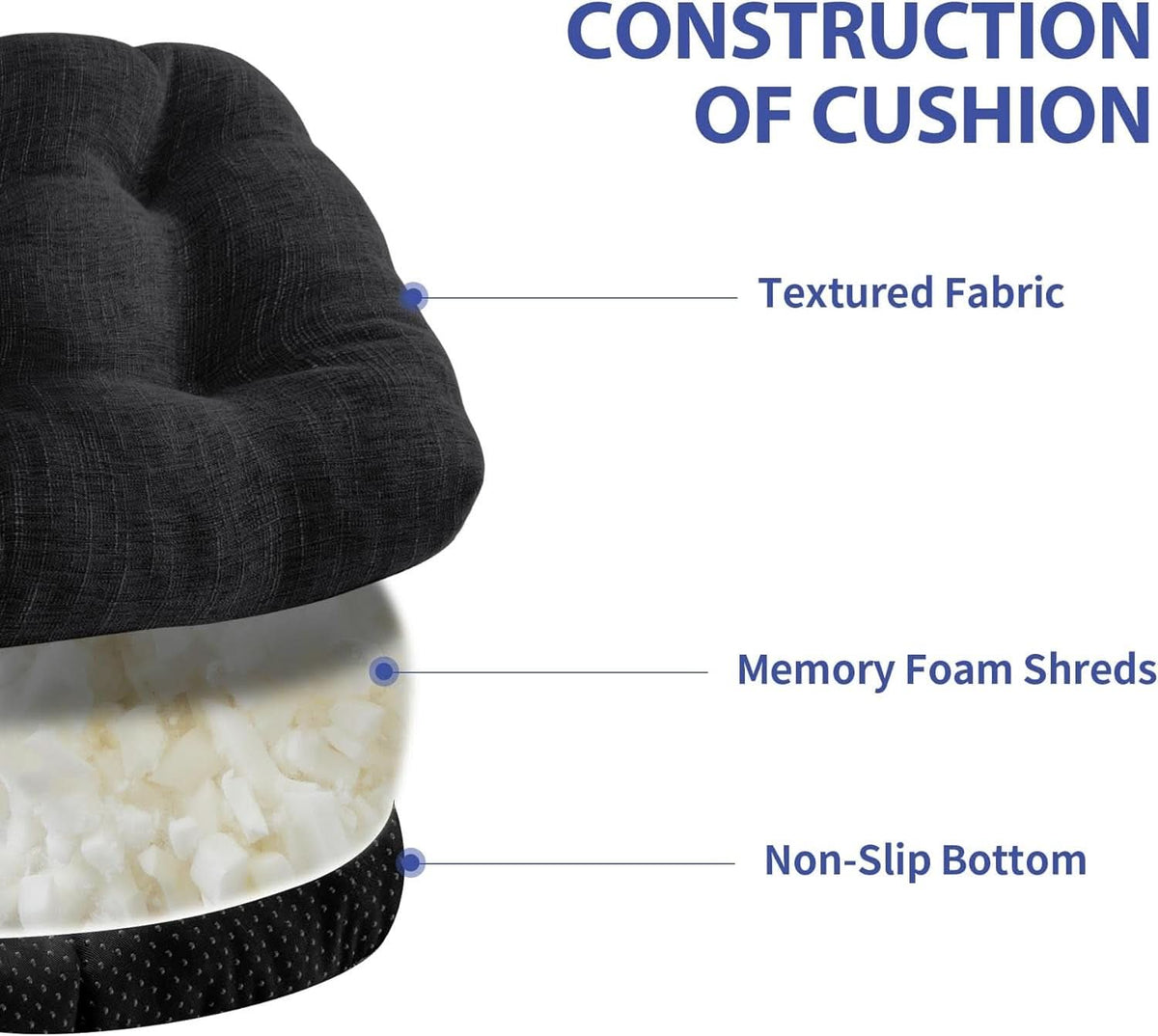 Chair Cushions 4 Pack Memory Foam With Non Slip Backing 15.5x15.5x4 Black