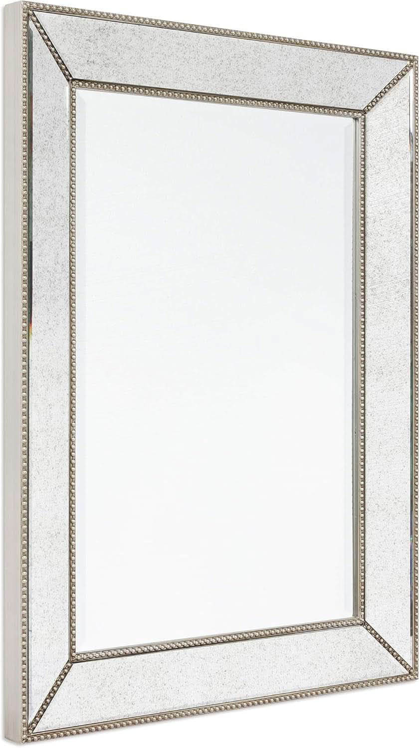 Champagne Bead Beveled Wall Mirror 40 X 30 Solid Wood Frame
