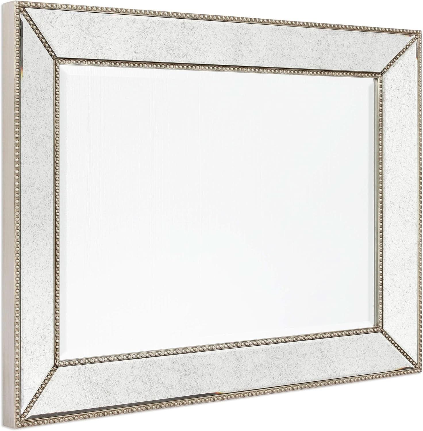 Champagne Bead Beveled Wall Mirror 40 X 30 Solid Wood Frame