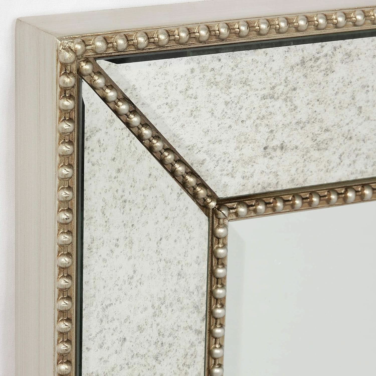 Champagne Bead Beveled Wall Mirror 40 X 30 Solid Wood Frame
