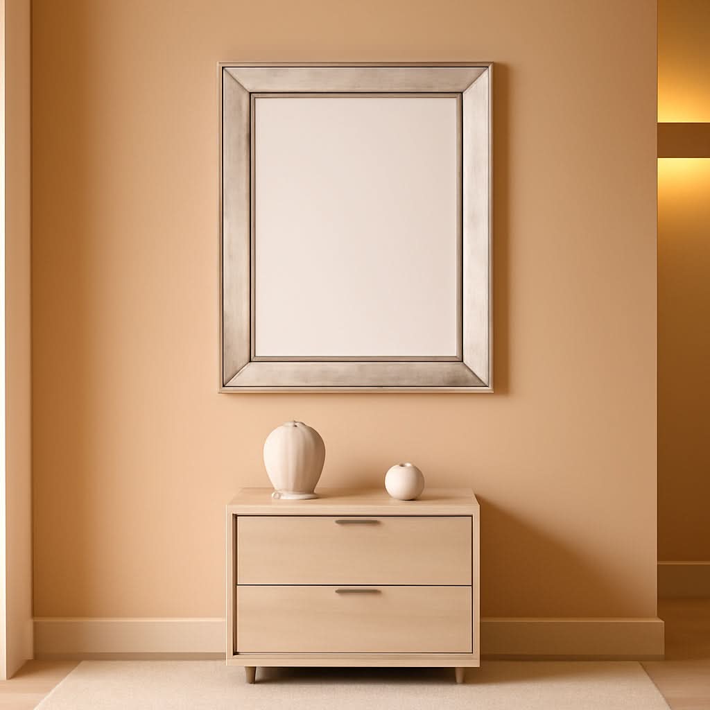 Champagne Bead Beveled Wall Mirror 40 X 30 Solid Wood Frame