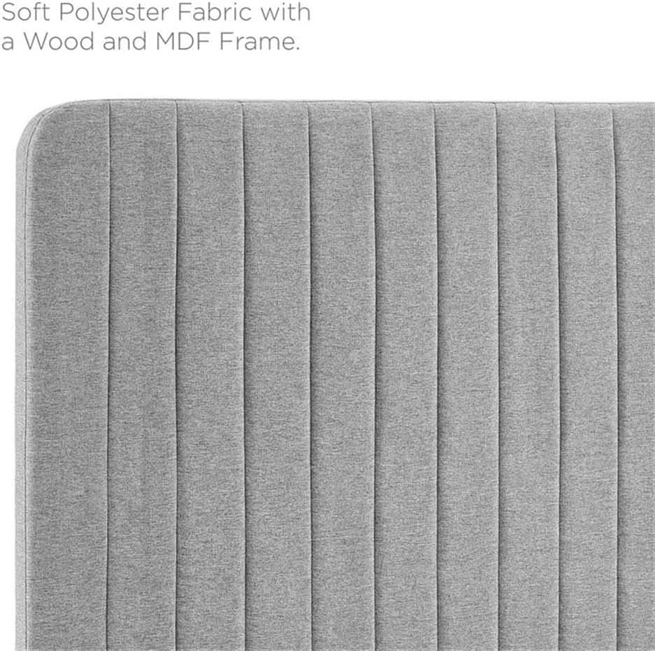 Channel Tufted Light Gray King Headboard With Foam Padding
