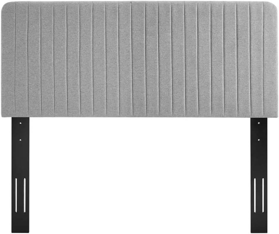 Channel Tufted Light Gray King Headboard With Foam Padding