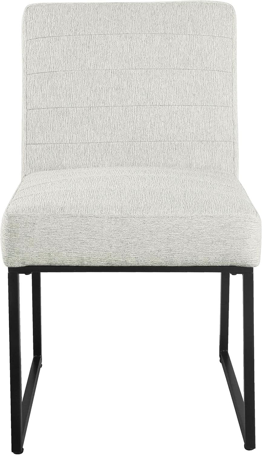 Channeled Metal Dining Chair With Gray Woven Finish