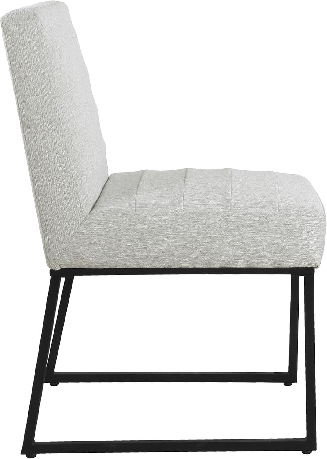 Channeled Metal Dining Chair With Gray Woven Finish