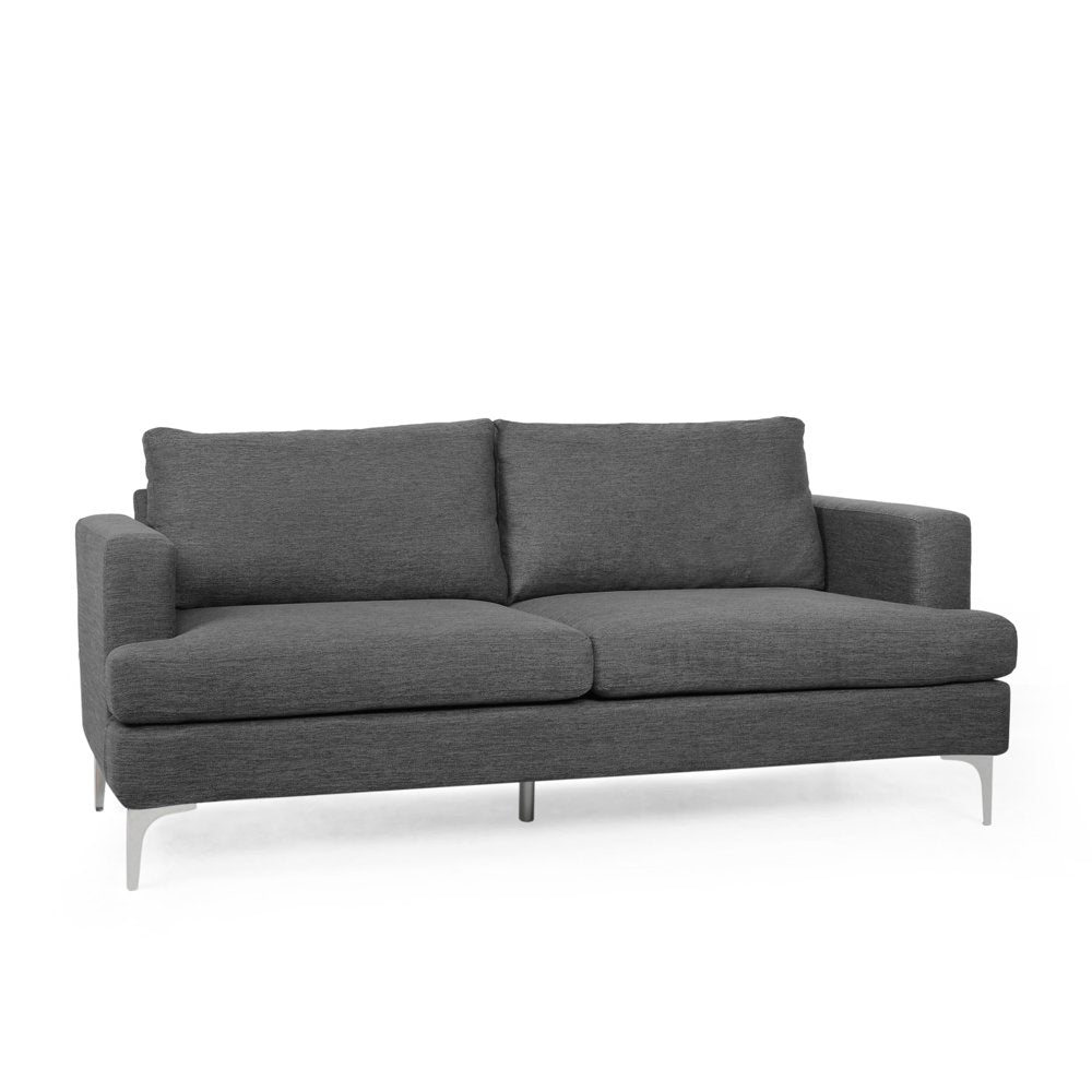 Charcoal And Silver 3 Seater Sofa Polyester Upholstery