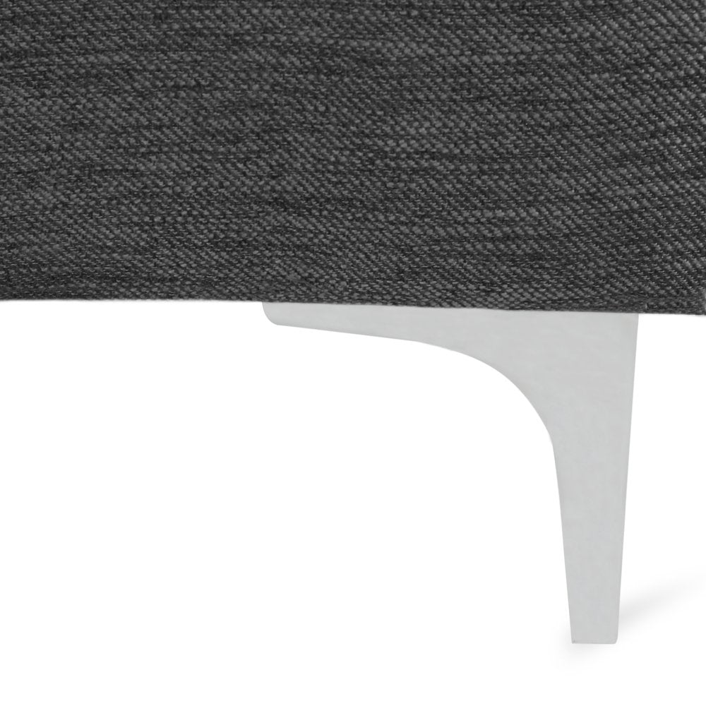 Charcoal And Silver 3 Seater Sofa Polyester Upholstery