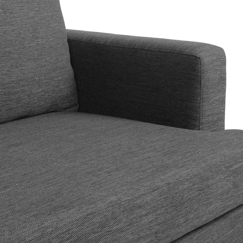 Charcoal And Silver 3 Seater Sofa Polyester Upholstery
