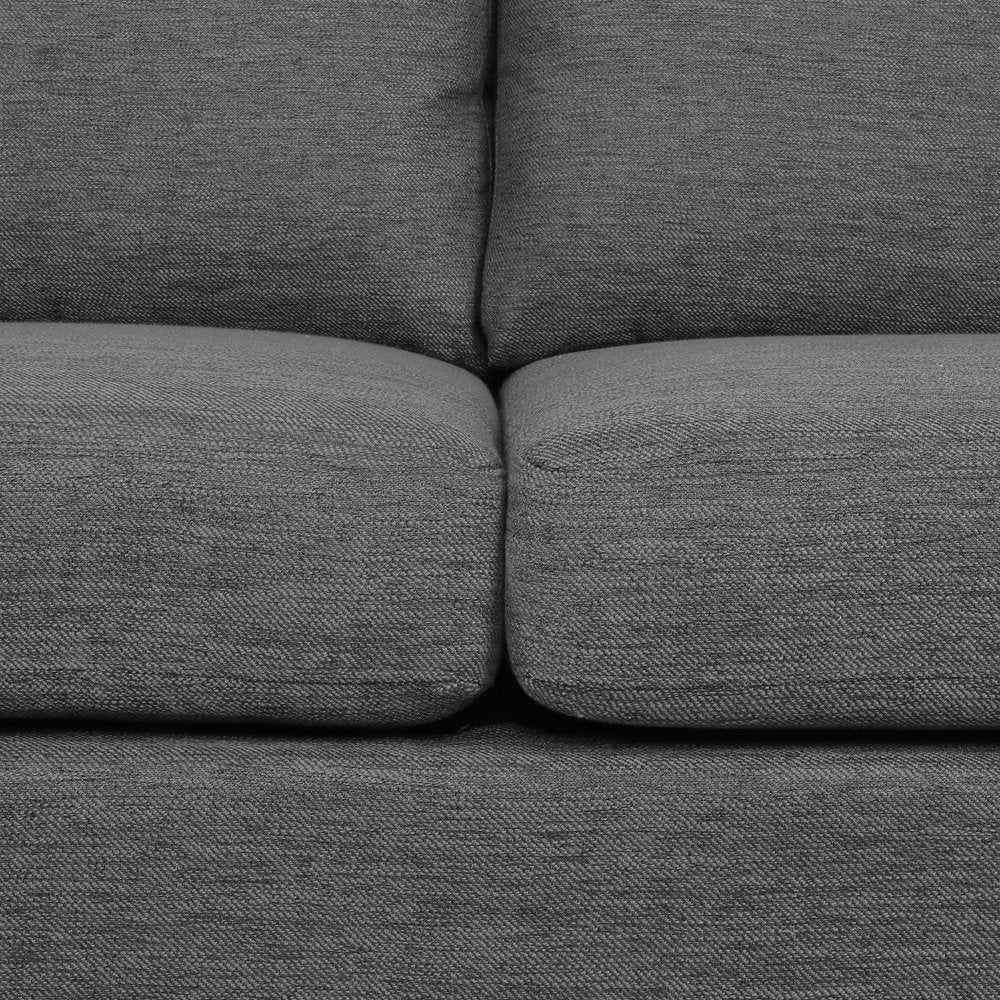 Charcoal And Silver 3 Seater Sofa Polyester Upholstery