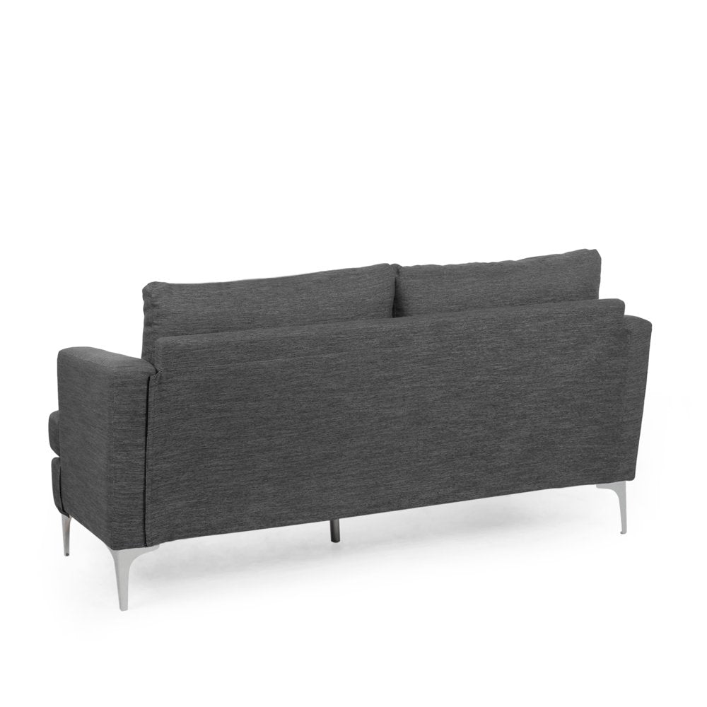 Charcoal And Silver 3 Seater Sofa Polyester Upholstery