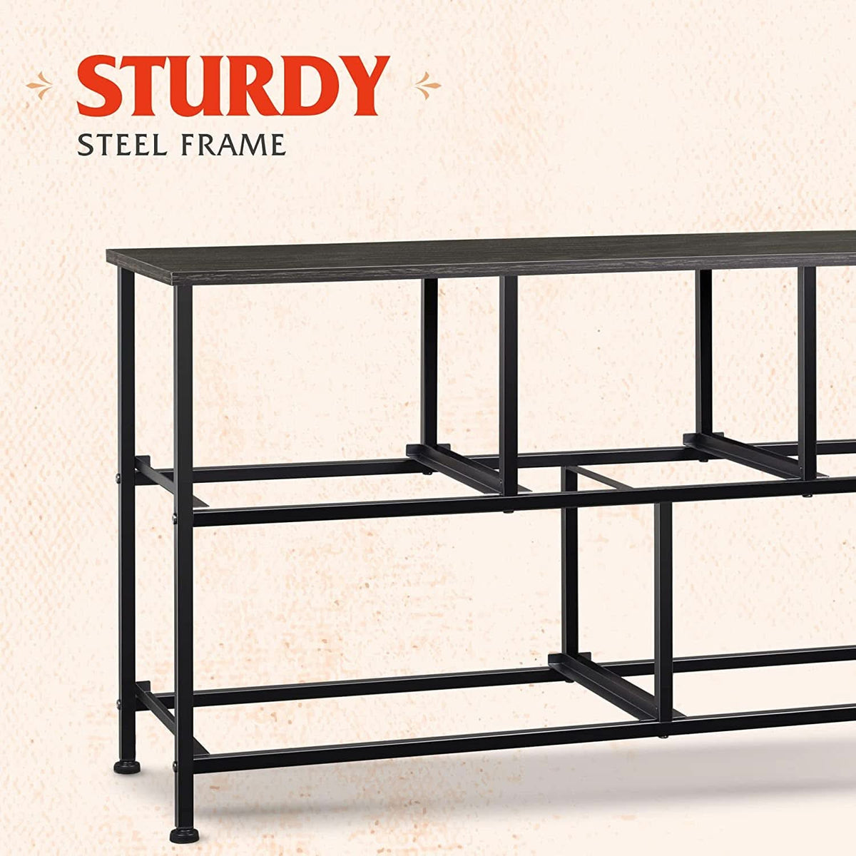 Charcoal Black 5 Drawer Wide Dresser For Bedroom Storage