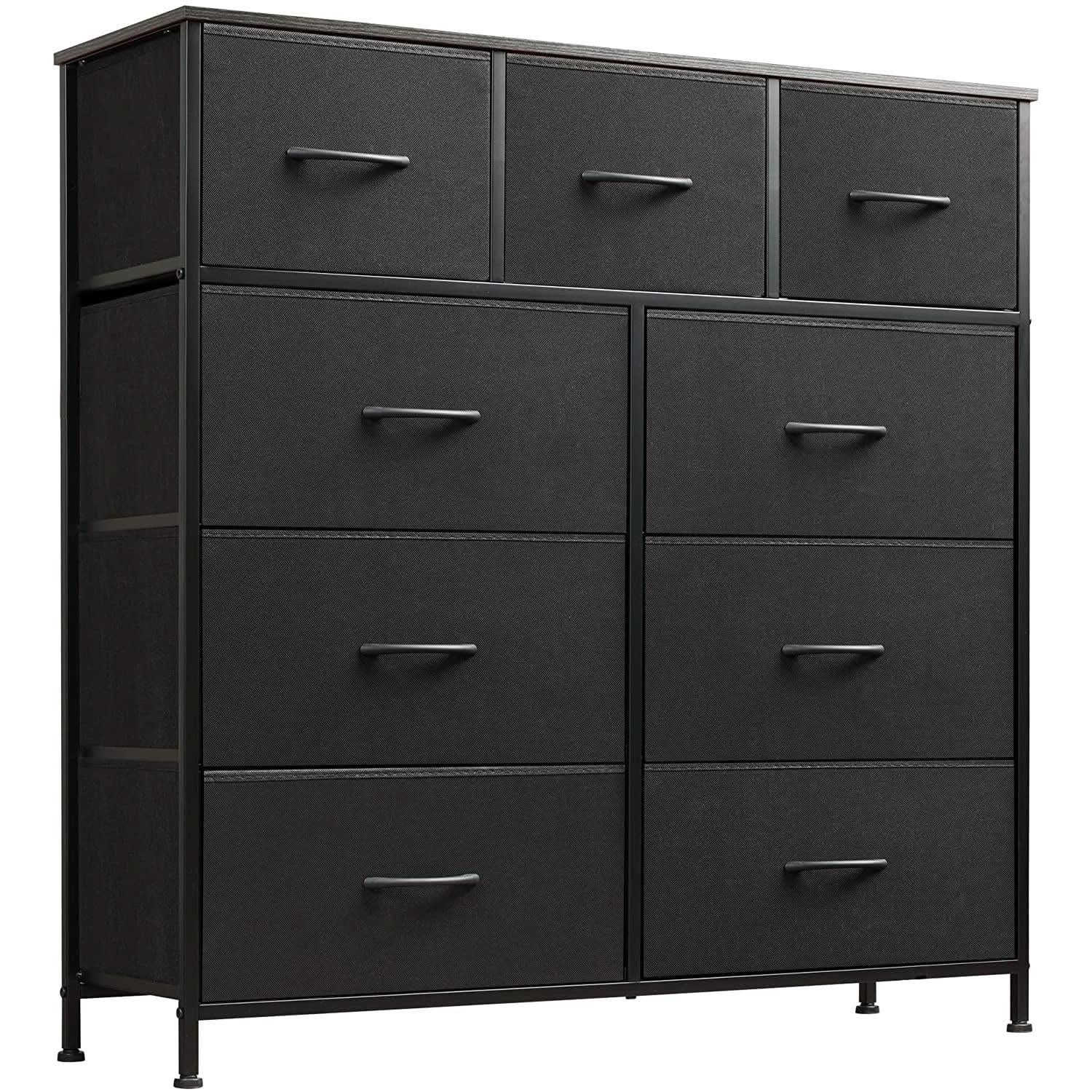 Charcoal Black 9 Drawer Dresser For Bedroom Storage