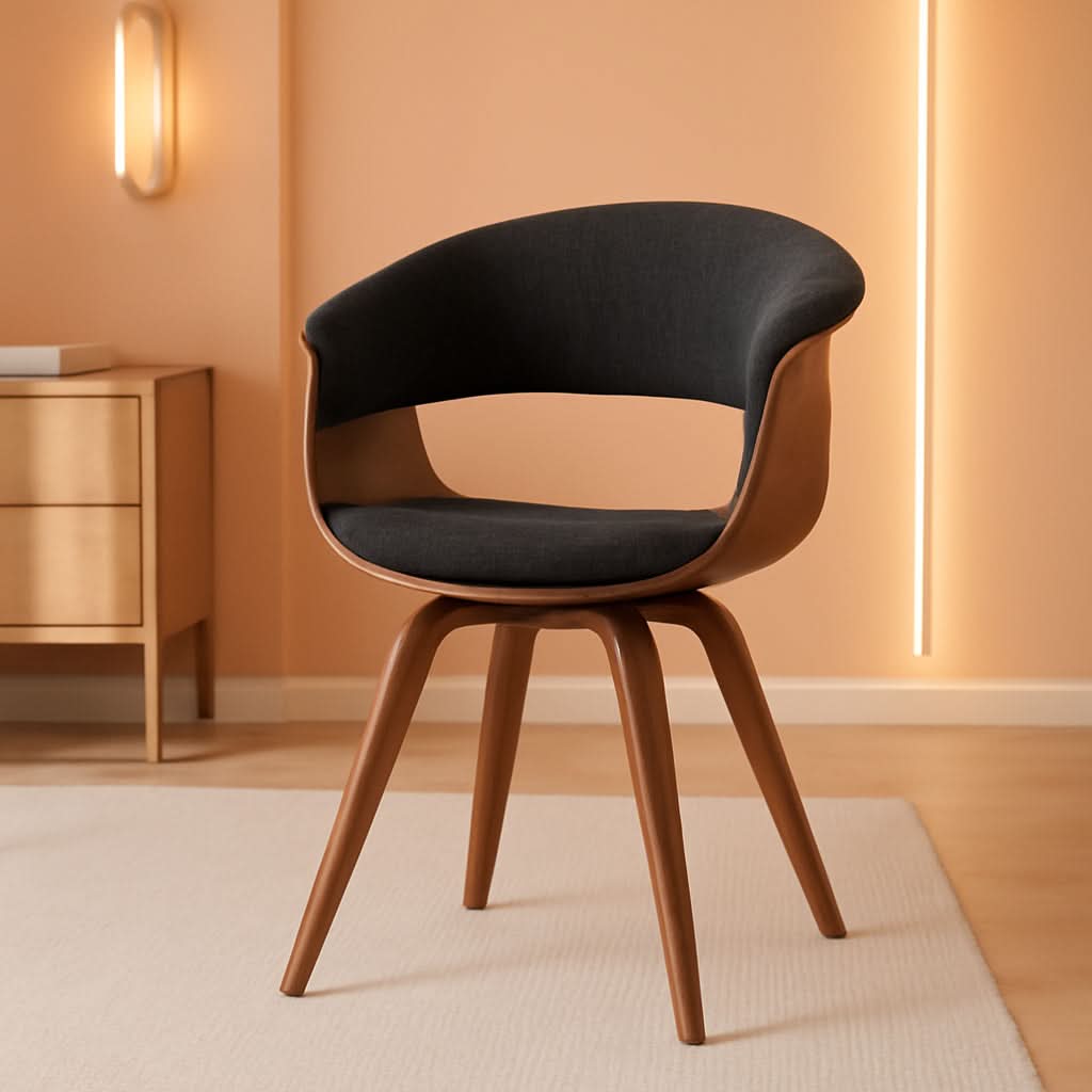 Charcoal Fabric and Walnut Wood Dining Chair 19 Inch Seat