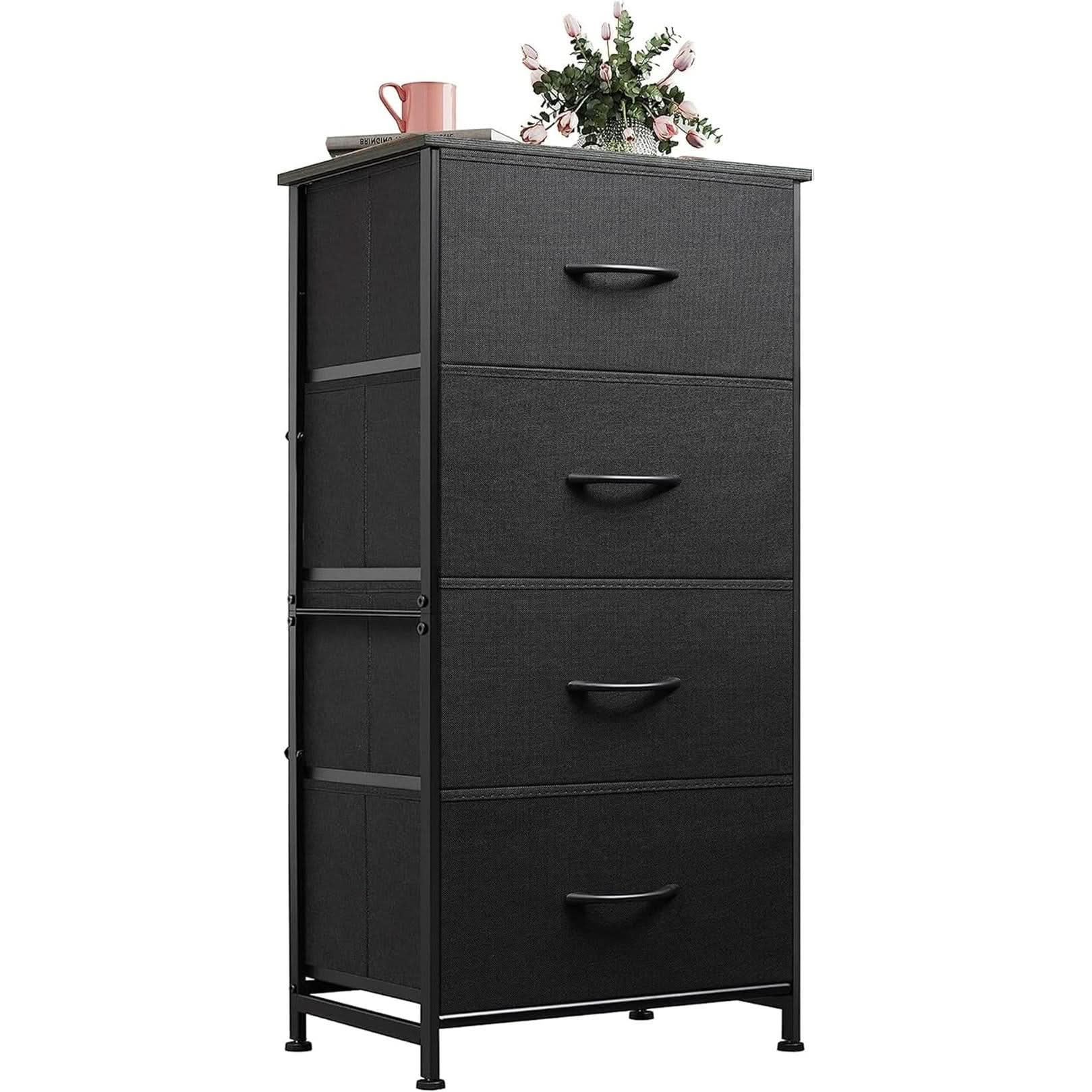 Charcoal Finish Dresser With 4 Drawers For Bedroom Storage