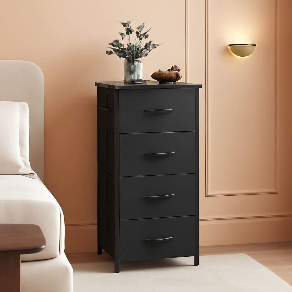 Charcoal Finish Dresser With 4 Drawers For Bedroom Storage