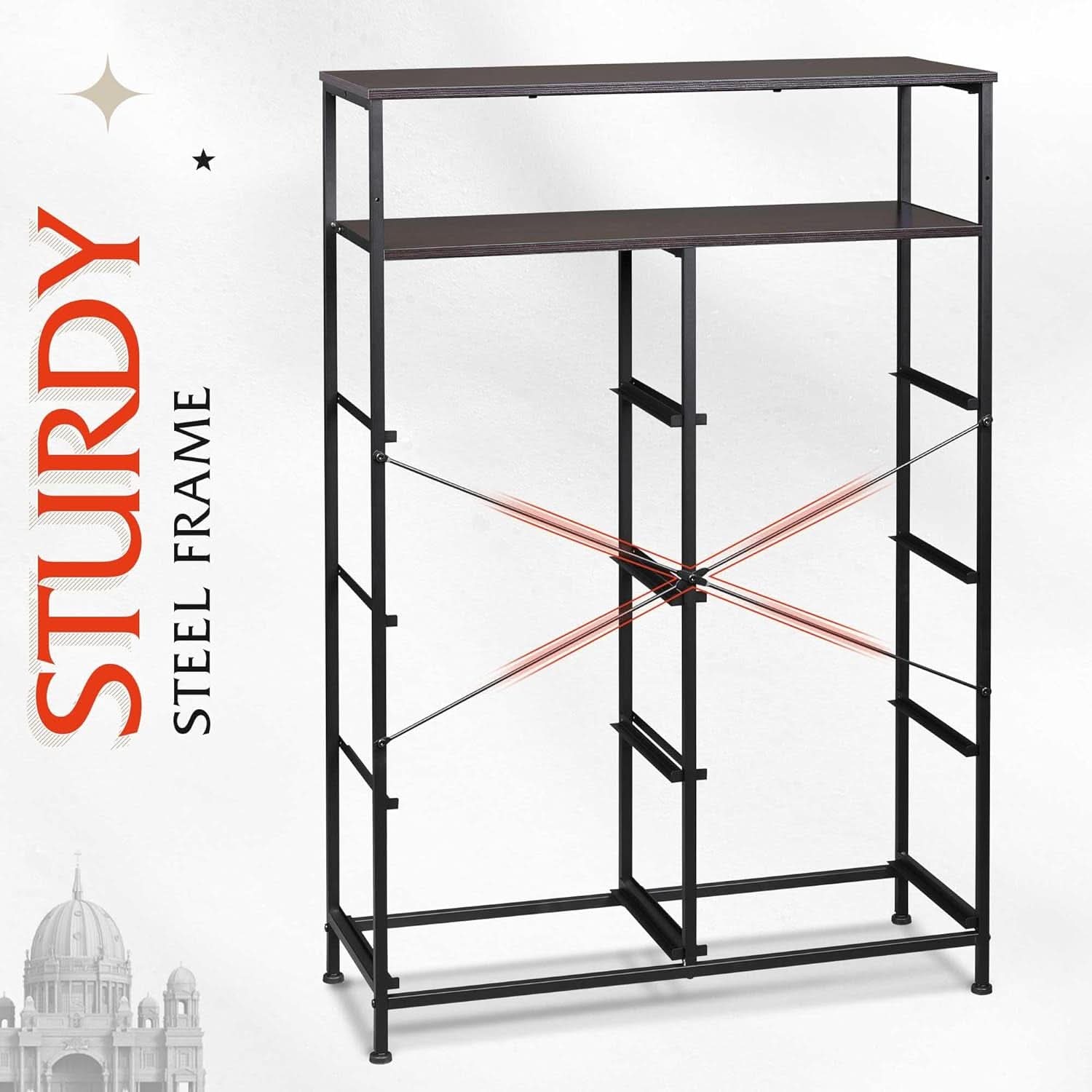Charcoal Gray Fabric Dresser With Shelves And 8 Drawers