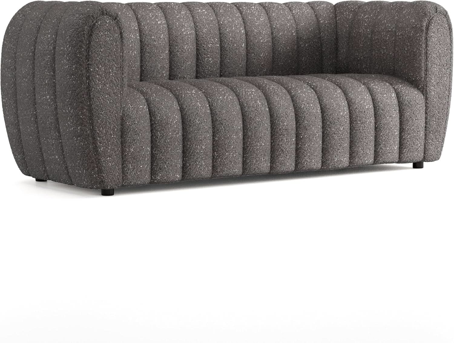 Charcoal Gray Vertical Channel Tufted 3 Piece Sofa Set