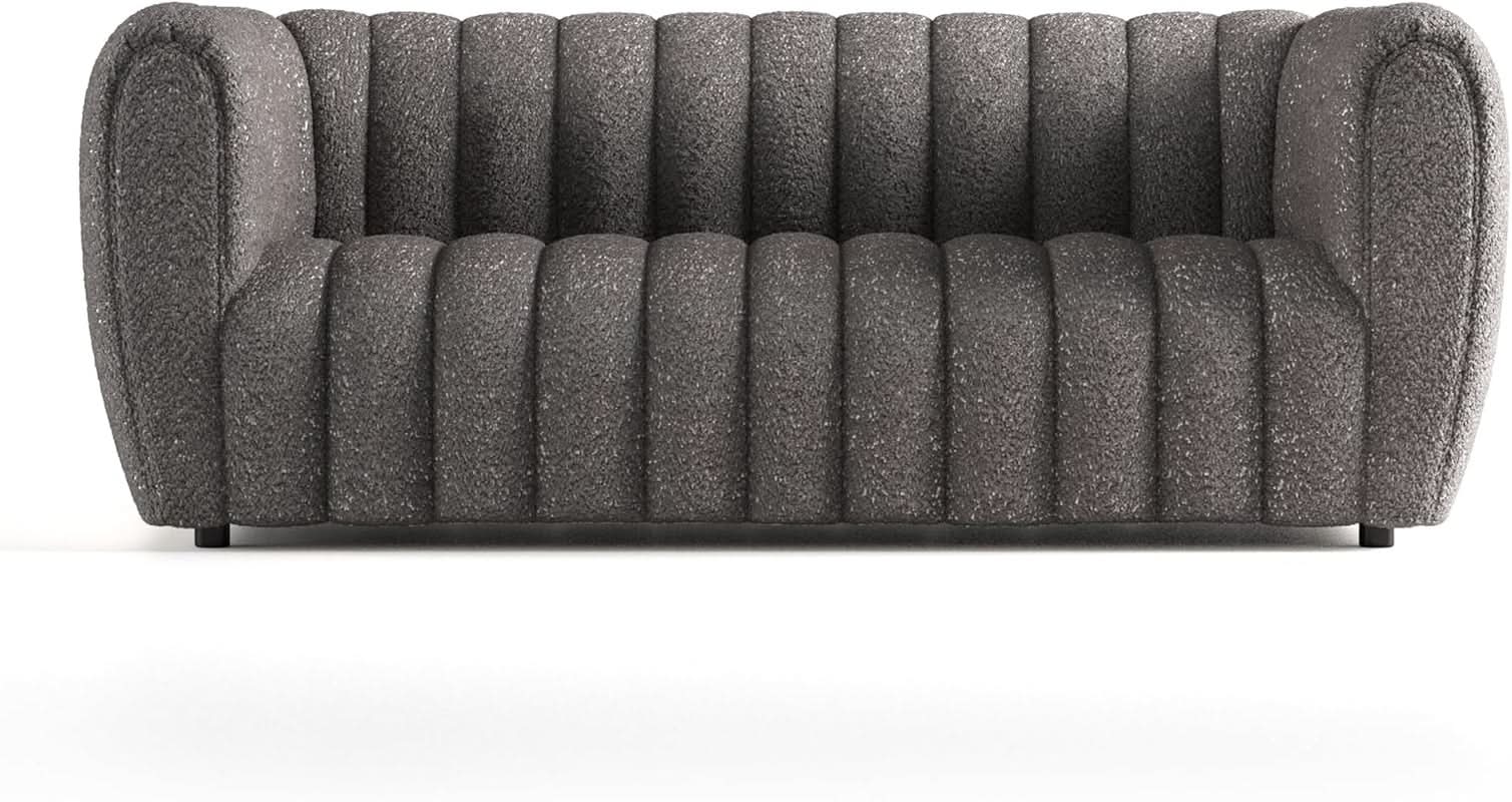 Charcoal Gray Vertical Channel Tufted 3 Piece Sofa Set
