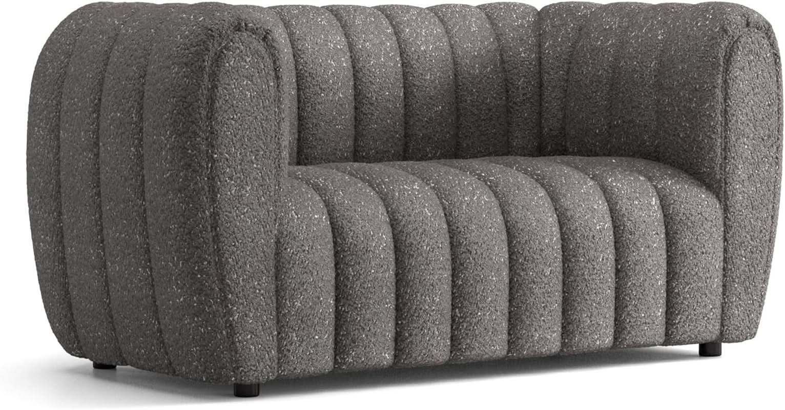 Charcoal Gray Vertical Channel Tufted 3 Piece Sofa Set