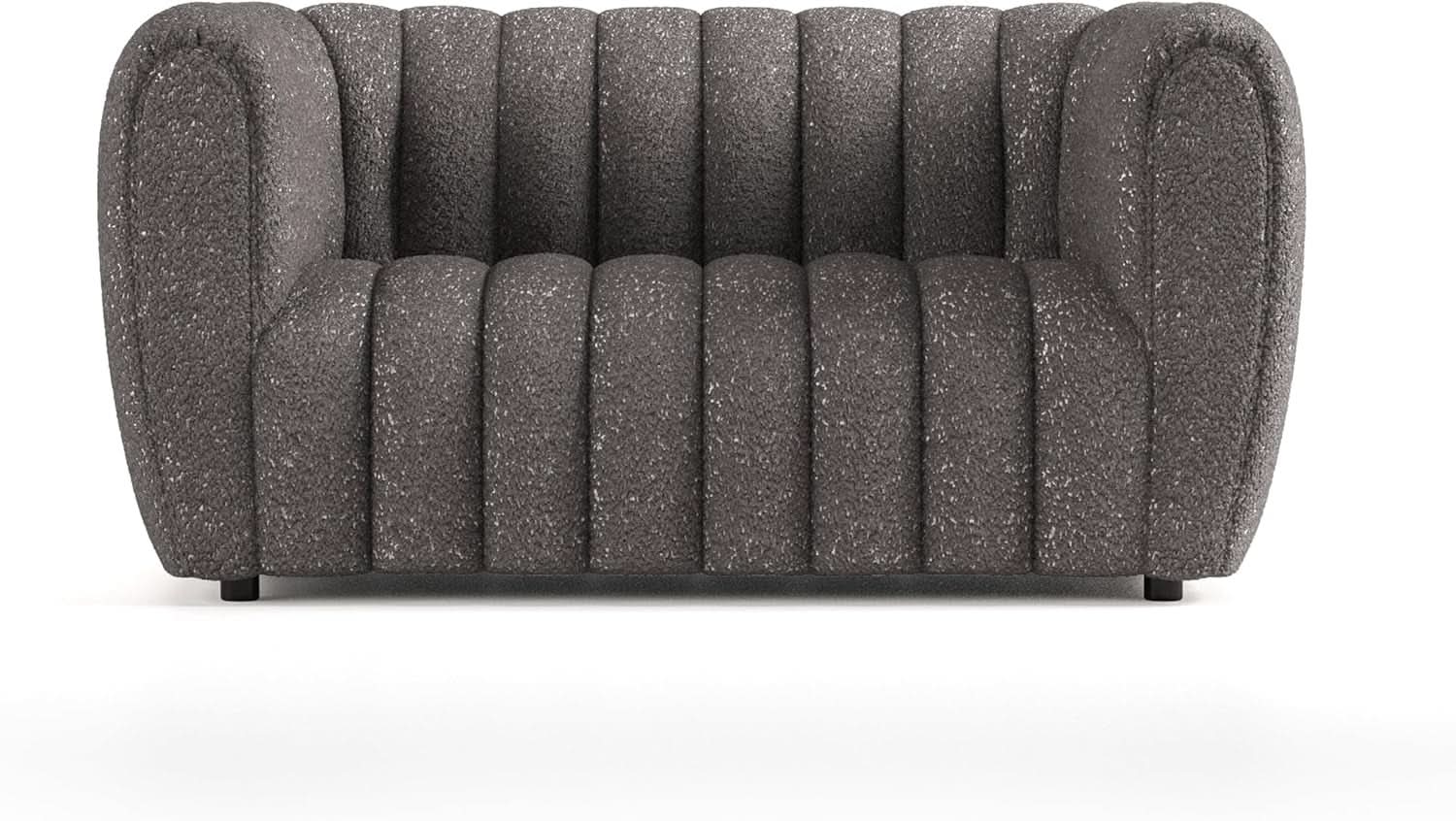 Charcoal Gray Vertical Channel Tufted 3 Piece Sofa Set