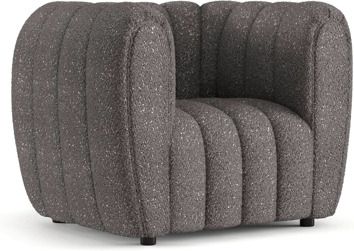 Charcoal Gray Vertical Channel Tufted 3 Piece Sofa Set